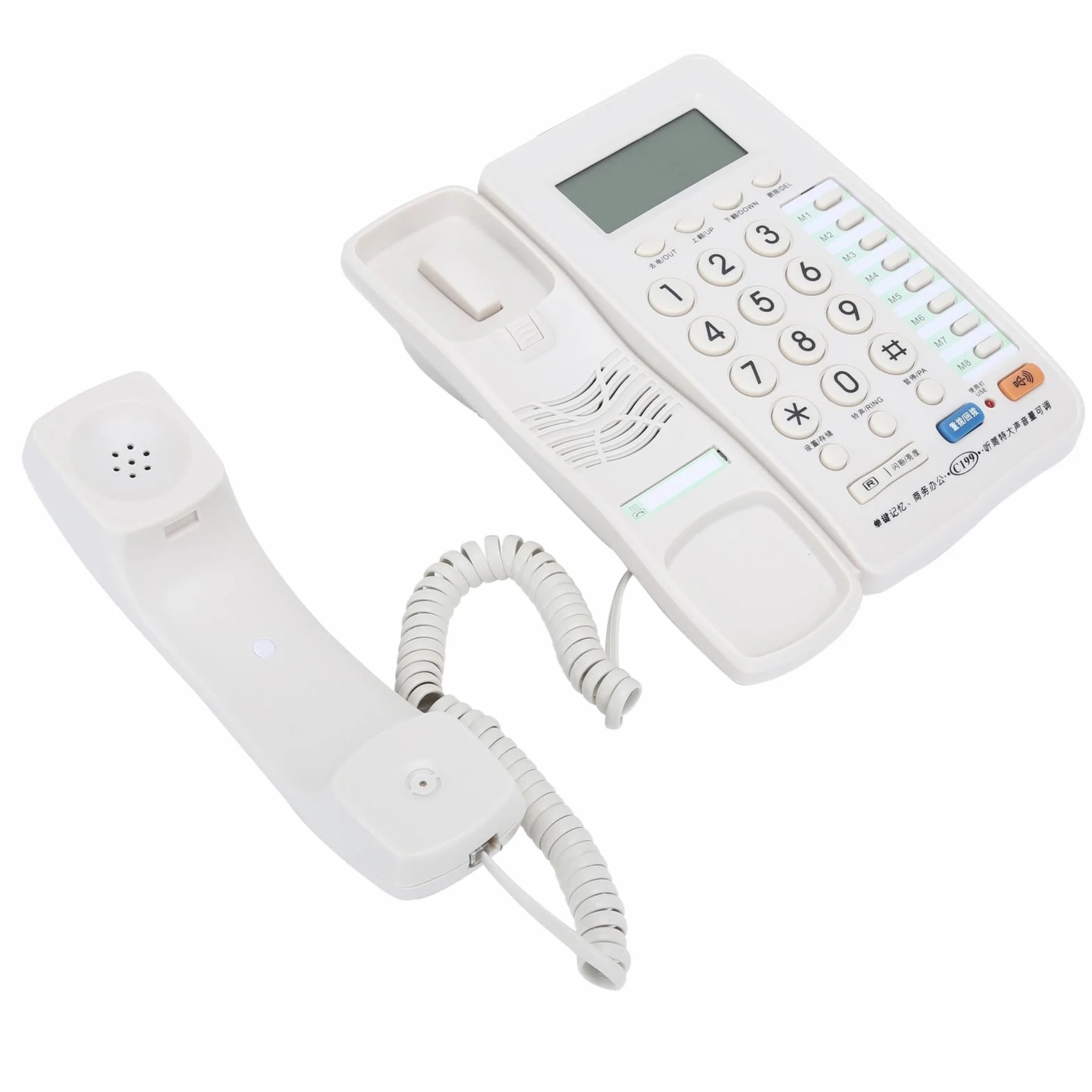 Telefon stacjonarny przewodowy, przenośny przewodowy telefon stacjonarny, zestaw głośnomówiący/przechowywanie numerów, do domowego biura, hotelu, restauracji, firmy