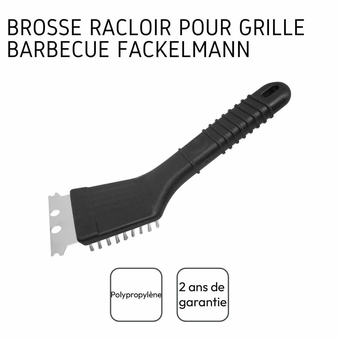 Fackelmann Środek do czyszczenia grilla BBQ, szczotka do grilla ze stali nierdzewnej/mosiądzu, skrobak do grilla (kolor: czarny), ilość: 1 sztuka