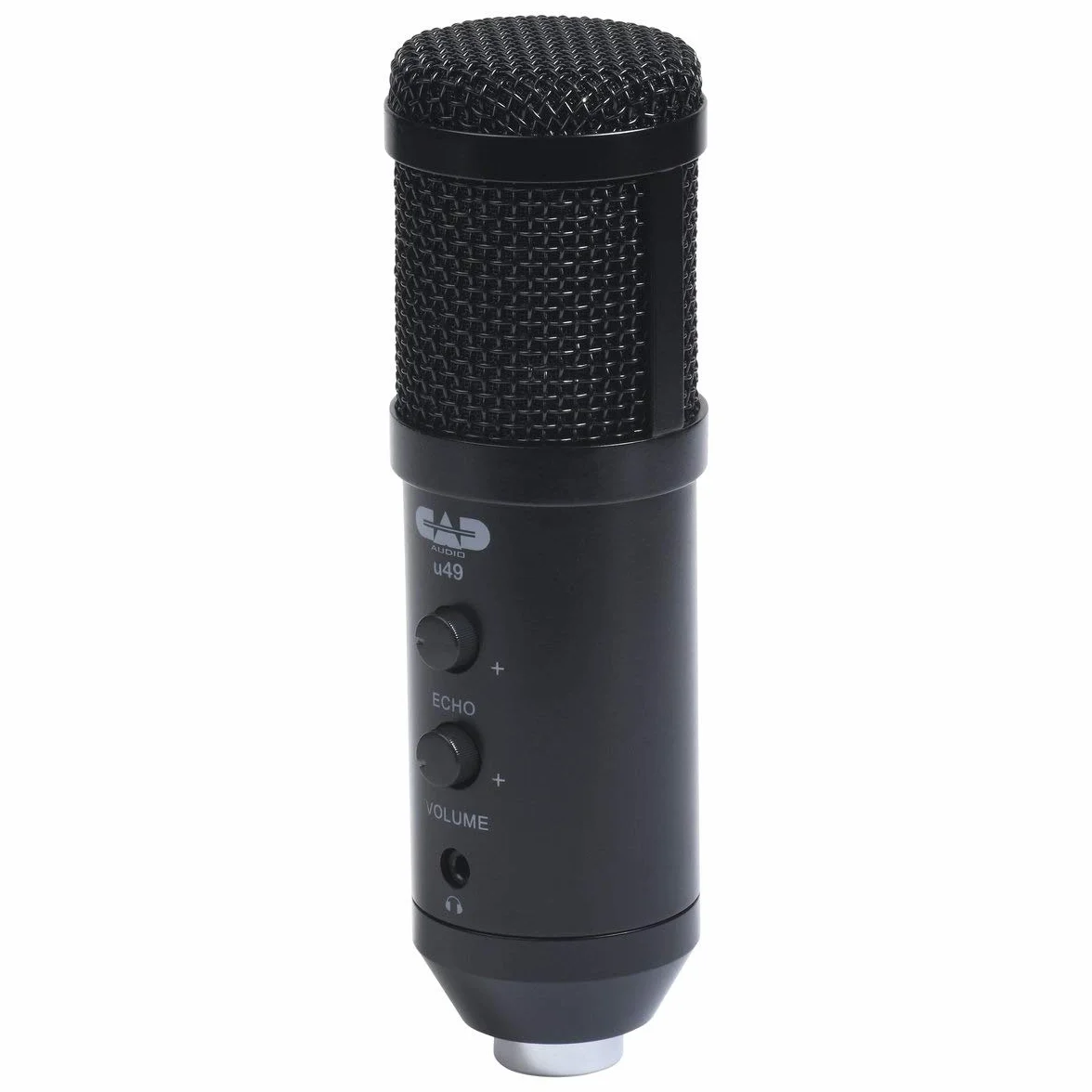 CAD AUDIO, U49 Mikrofon pojemnościowy USB z dużą membraną (charakterystyka: kardioidalny, 20 Hz - 20 kHz, zintegrowany konwerter A/D, do MAC lub PC, w tym: kabel USB, szyba przednia, zacisk i stojak