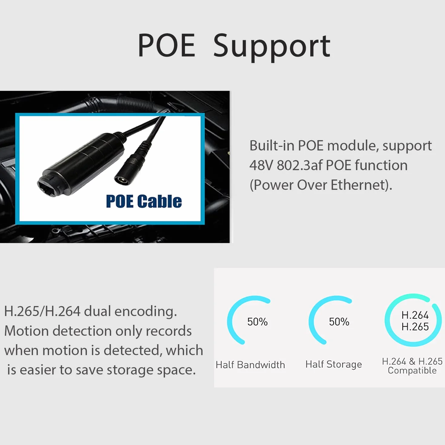 Kamera HD 5 MP PIR Audio POE IP, obiektyw 3,7 mm, widok 80°, 940 nm, LED IR noktowizor, kamera CCTV, mini kamera do monitoringu wewnętrznego, PIR, kamera wideo P2P H.265 (IPIR-P-A-HS, biała)