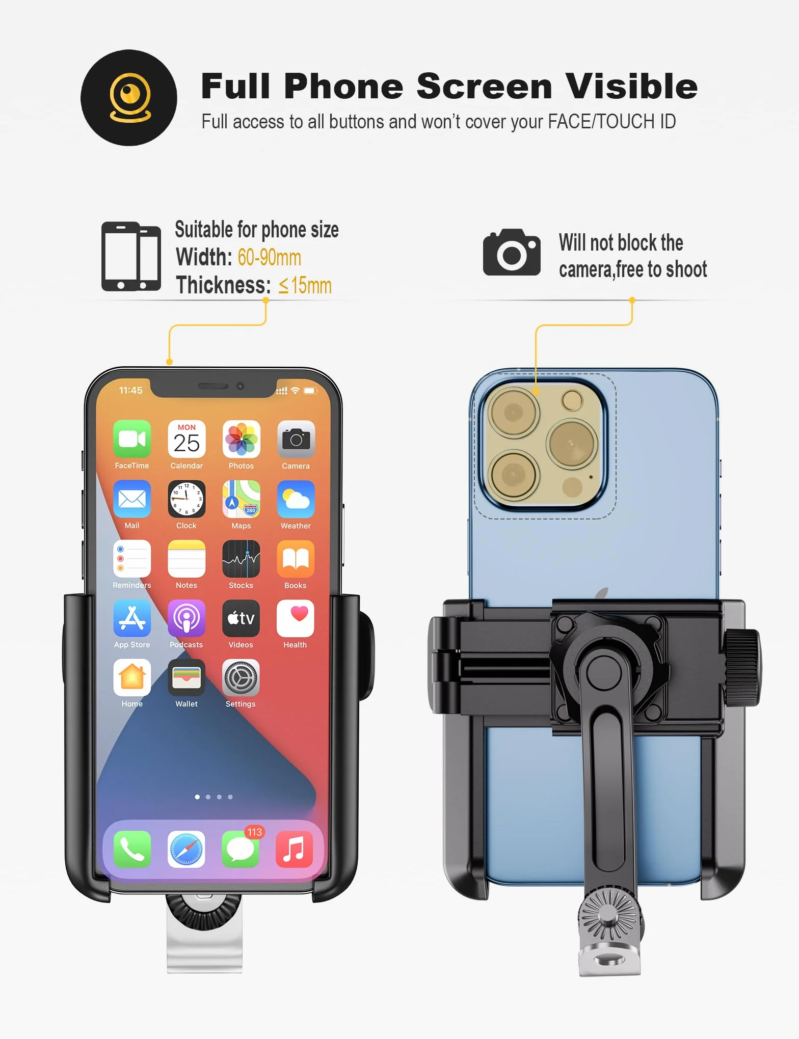 Grefay Motocyklowy Uchwyt na Telefon Komórkowy,Szybki Demontaż, Obracany o 360 Stopni Motocykl Uchwyt na Telefon do Smartfonów 3,5-7,0 Cali