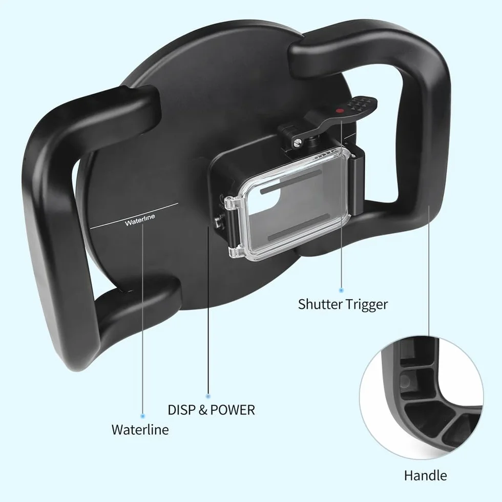 Podwójny uchwyt stabilizatora Grip Dome Port do aparatu DJI OSMO Action 4/5 Pro/6, podwodny port kopułkowy, wygodna obsługa, wodoodporny do 30 m
