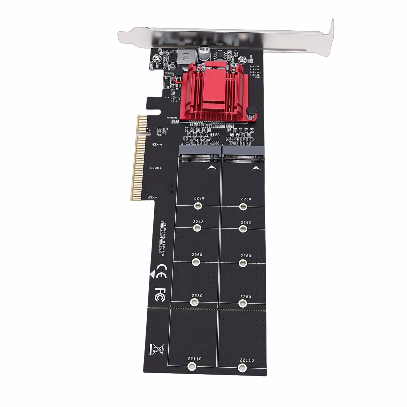 Bewinner Podwójny Adapter NVMe PCIe |Chipset ASM1812, 2 Gniazda M.2, Obsługa Dysków SSD 2230-22110, prędkość PCIe 3.1 X4, zgodność Programowa z RAID