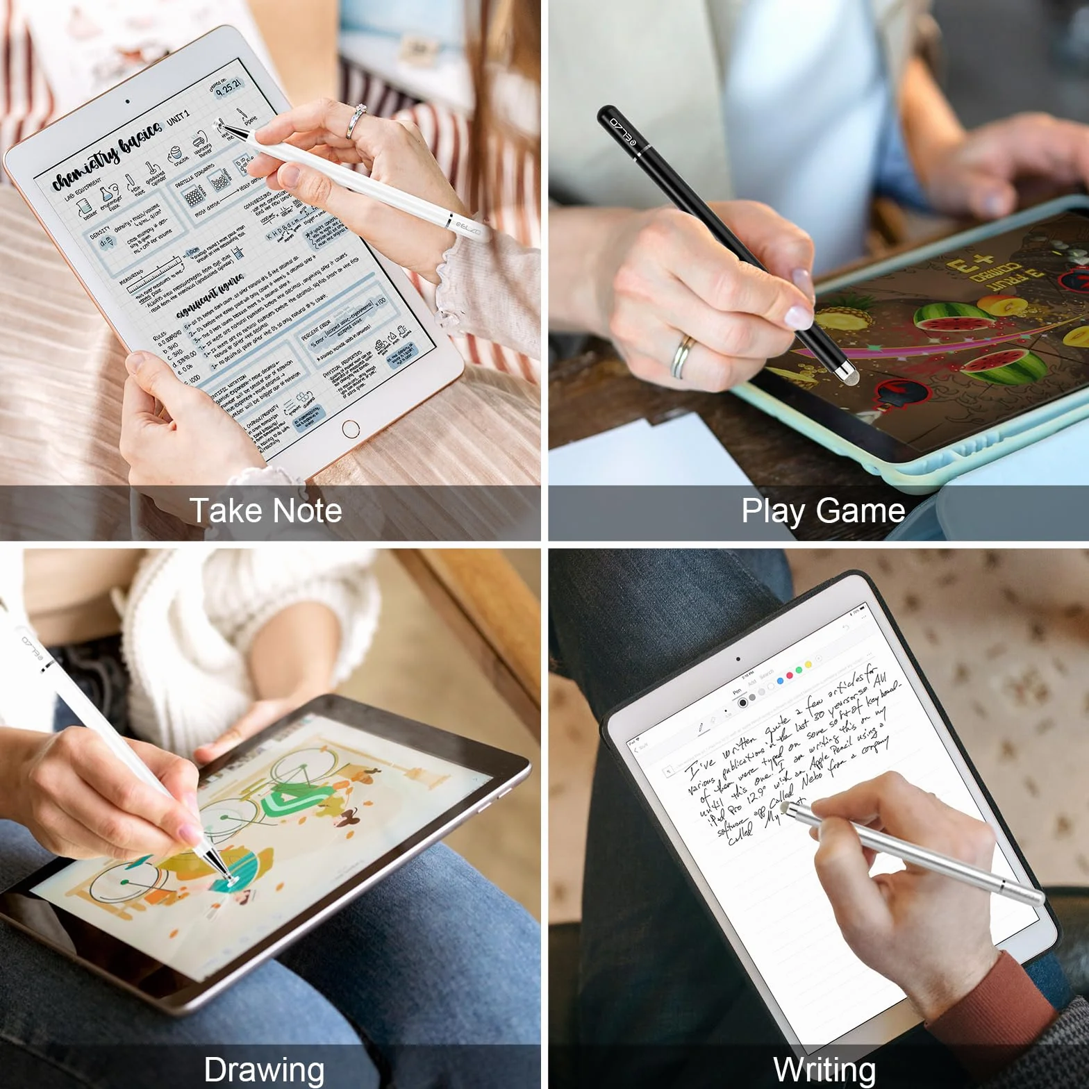ELZO Rysik do tabletów i telefonów komórkowych, Apple iPad, iPhone, Samsung, Surface, Lenovo, Xiaomi, Chromebook, Huawei, Android, iOS