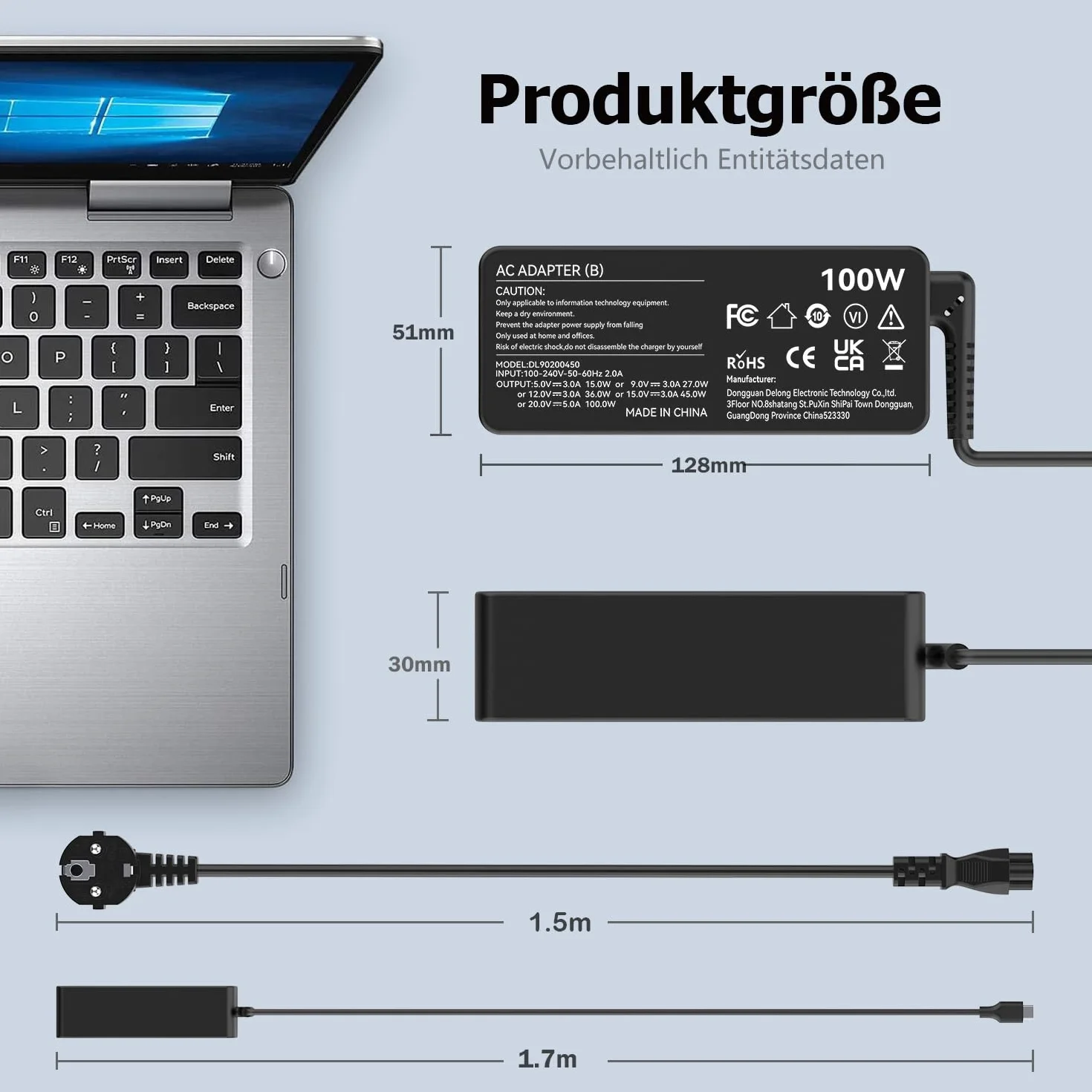 Zasilacz USB C 100 W kompatybilny z MacBookiem Lenovo Thinkpad Dell Latitude HP Chromebook Asus Acer Huawei Xiaomi Air Samsung Notebook
