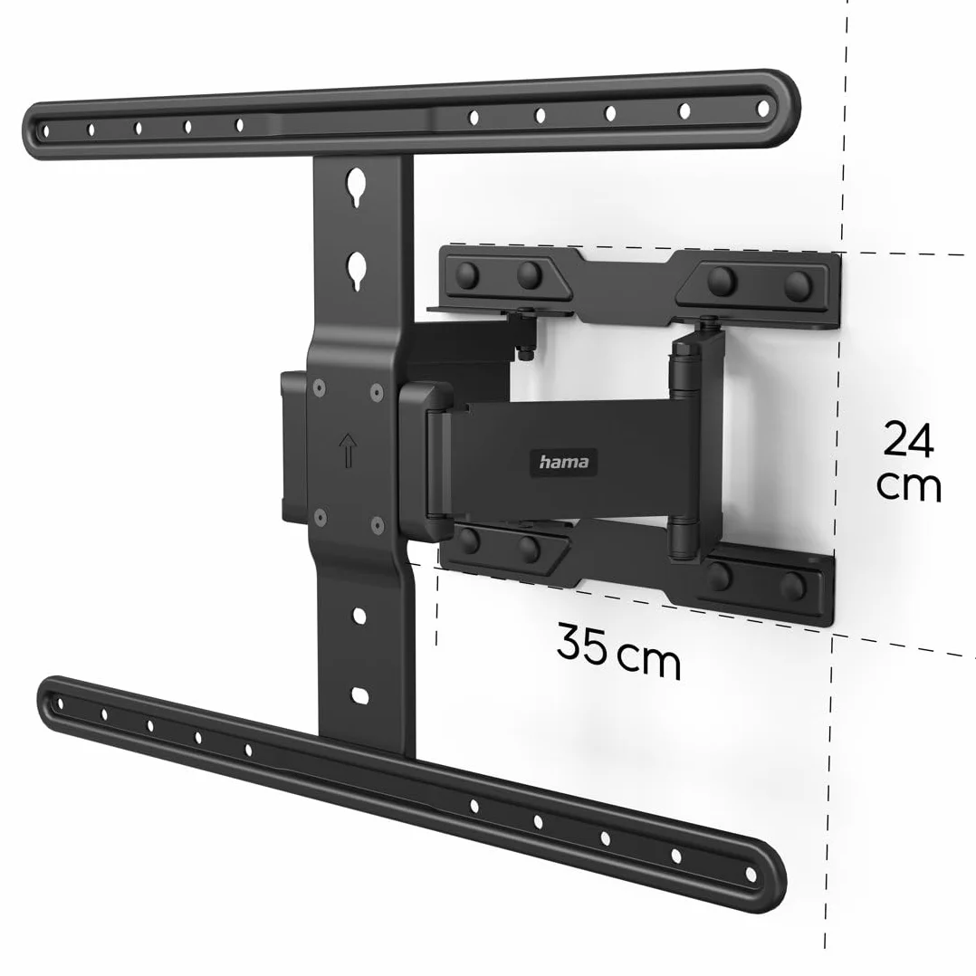 Hama Uchwyt Ścienny do TV LCD/LED, Ruchomy, Fullmotion, Regulacja Kąta Widzenia, System Prowadzenia Kabli, do 90 Cali, VESA 600x400, Czarny