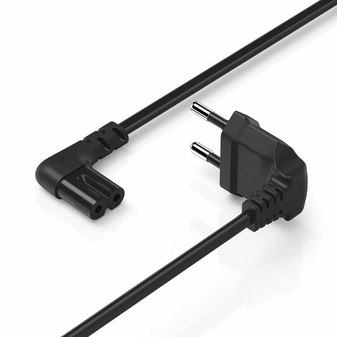 HAMA | Uniwersalny przewód zasilający (2-biegunowy kabel zasilający, wtyczka europejska z 2-stykowym złączem, kabel 1,5m, 230 V) Kolor Czarny.