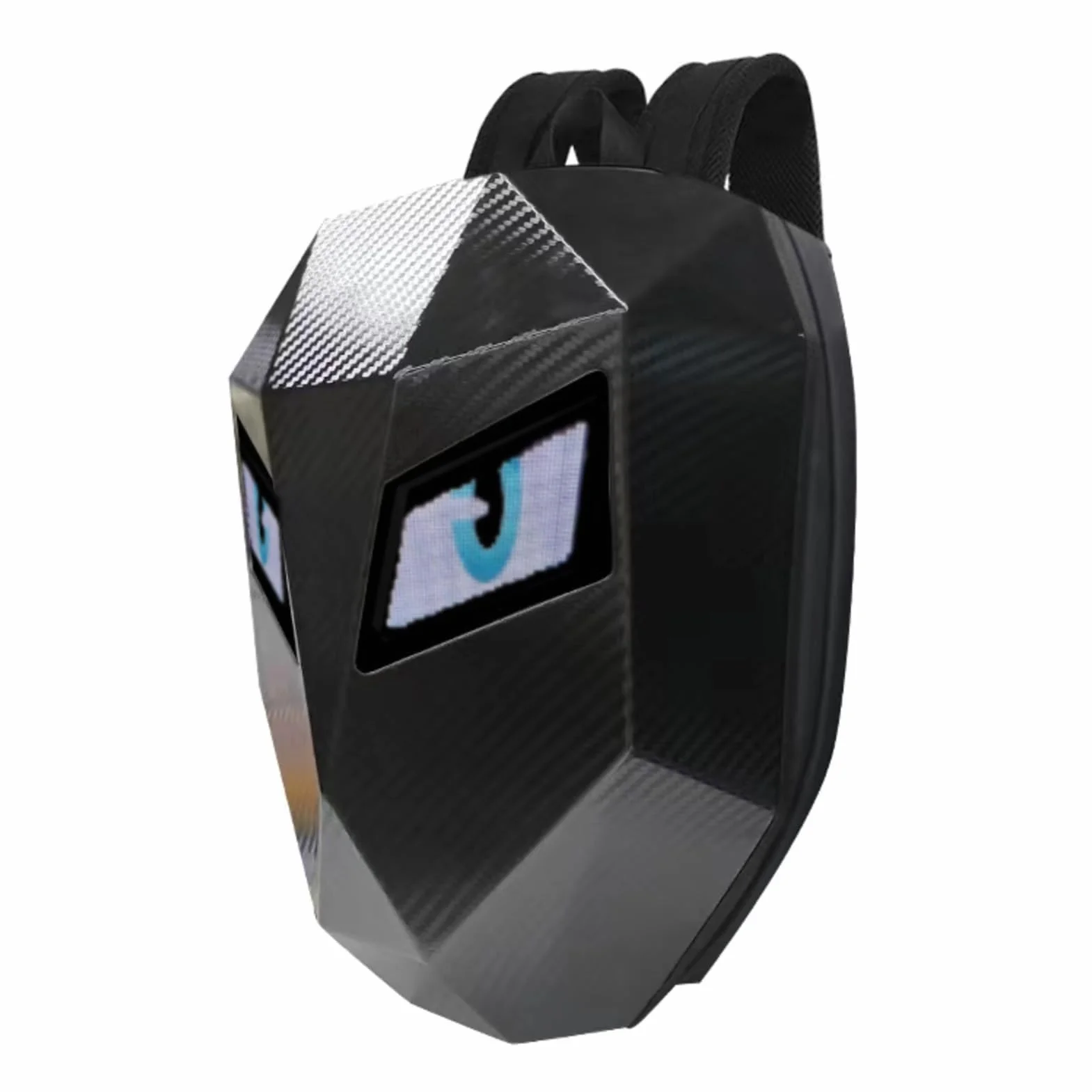 Walfront Plecak LED, programowalny ekran, wodoodporna twarda obudowa, kontrola aplikacji dla aplikacji LOY EYES, plecak motocyklowy LED zasilany przez USB, pełnokolorowy ekran punktowy 48 x 48