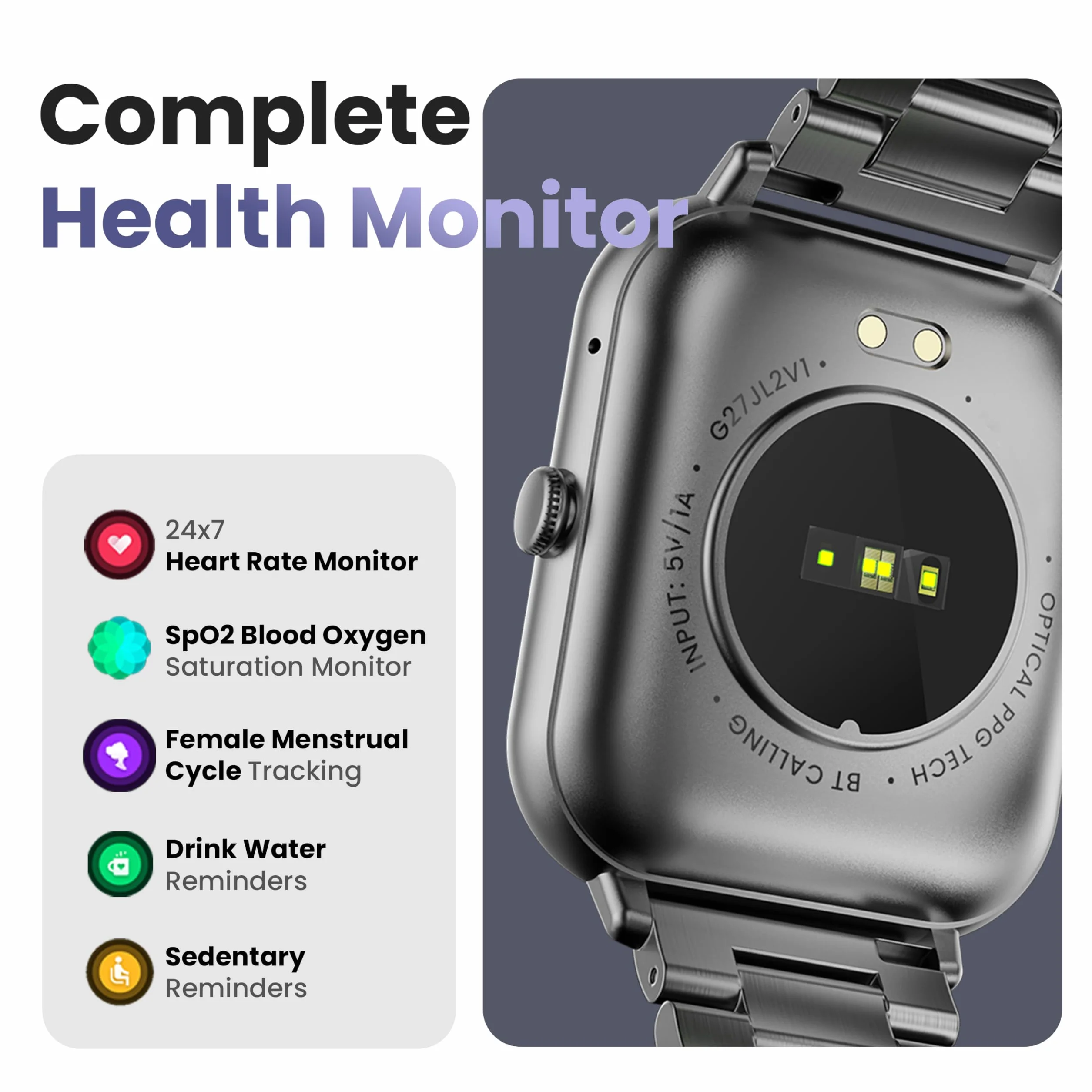 Boult Nowo wprowadzony na rynek Drift+ Smart Watch ekran HD 1,85'', połączenia Bluetooth, IP68, jasność 500 nitów, ponad 150 tarcz zegarków, asystent głosowy AI, monitorowanie SpO2, smartwatch z