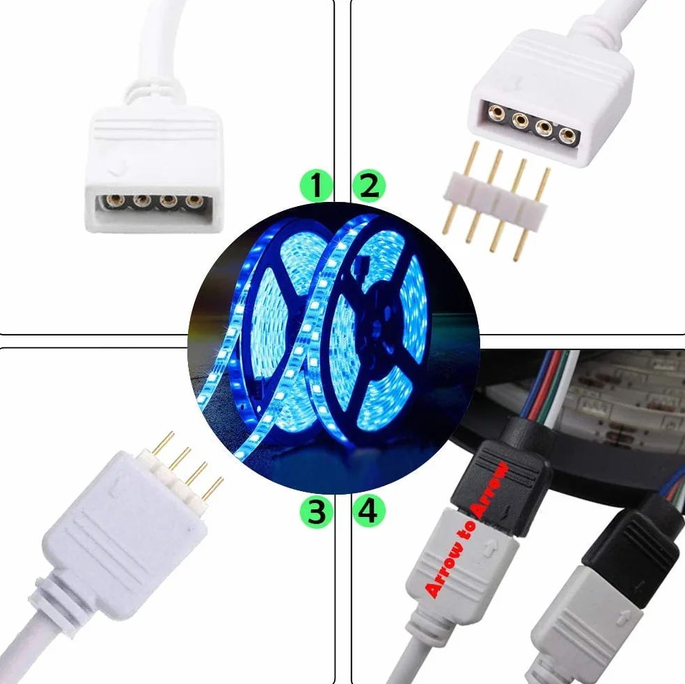 HUAZIZ Przedłużacz 5 m RGB LED, 4-Pinowy Kabel Przedłużający Do Taśm LED RGB (Biały)