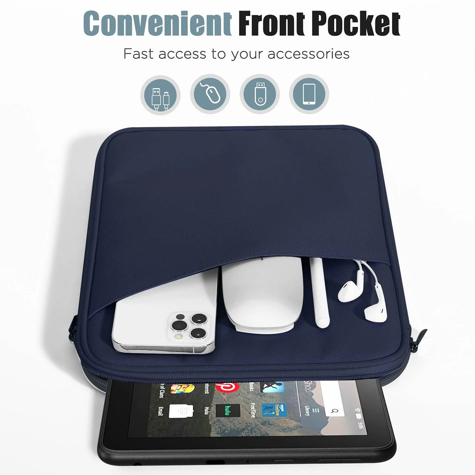 TiMOVO 8-9 Inch Tablet Sleeve Case for All-New iPad Mini 7 (A17 Pro, 2024), iPad Mini 6 (8.3-Inch, 2021), iPad Mini 5/4/3/2/1, Portable Protective Pouch Bag for iPad Mini, Indigo