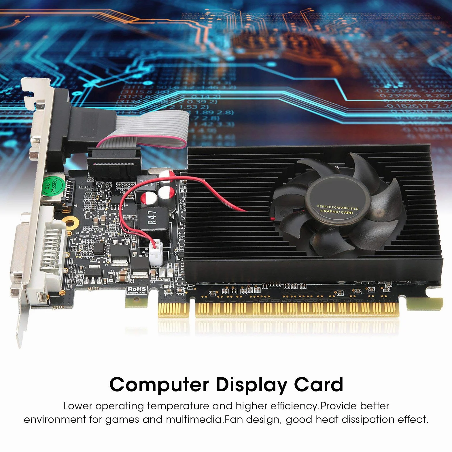 GT730 2 GB Pojedynczy Wentylator DVI HDMI VGA Karta Graficzna do Gier, 64 Bity, DDR3, 810 MHz, PCI Express 2.0, Karta Graficzna o Niskim Poziomie Hałasu do Komputerów Stacjonarnych