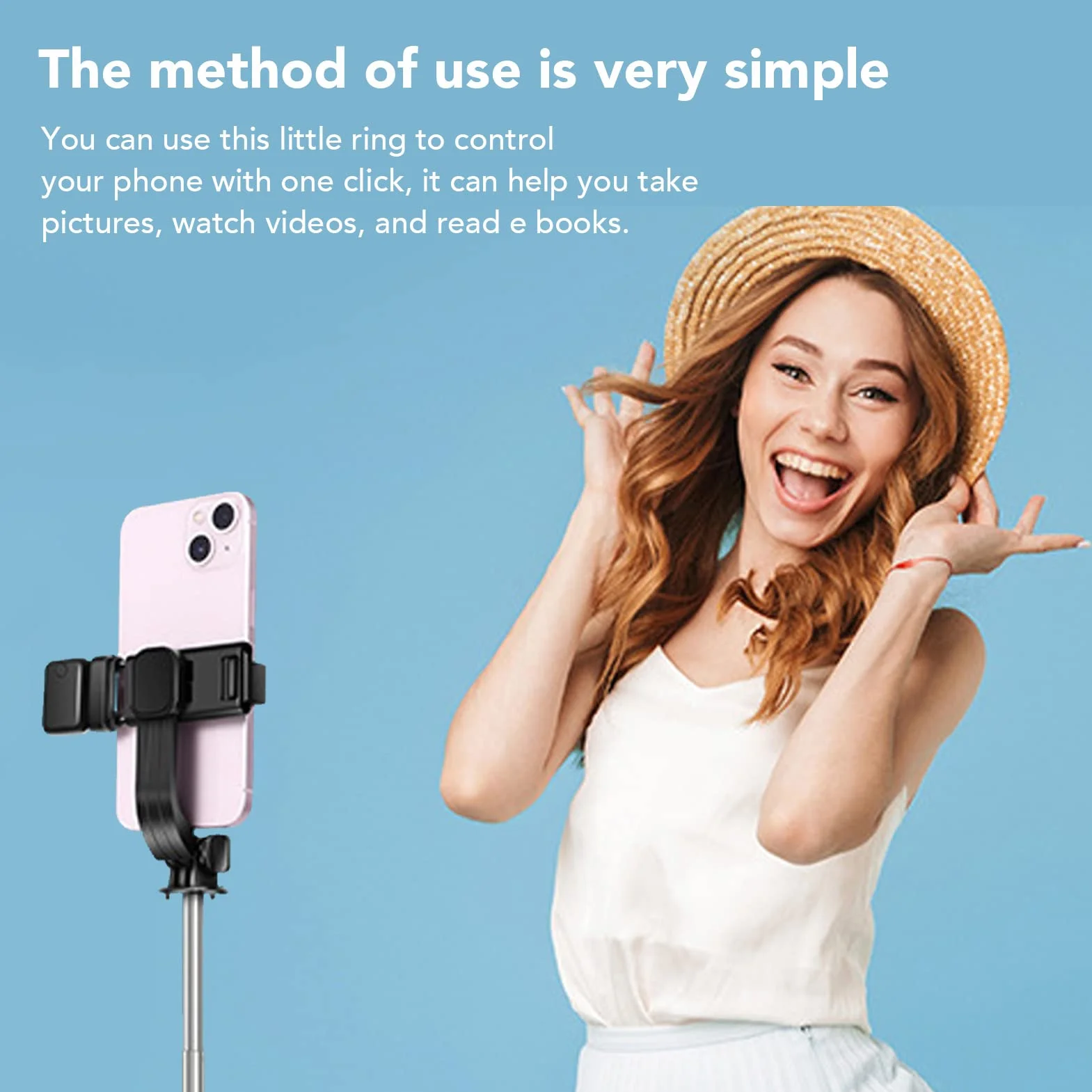 Zunate Pilot zdalnego sterowania Bluetooth do telefonu komórkowego, ABS kształt pierścienia Bluetooth, pilot zdalnego sterowania, Bluetooth, bezprzewodowy przycisk do selfie, zatrzask, migawka, pilot, do smartfonów, tabletów, czarny