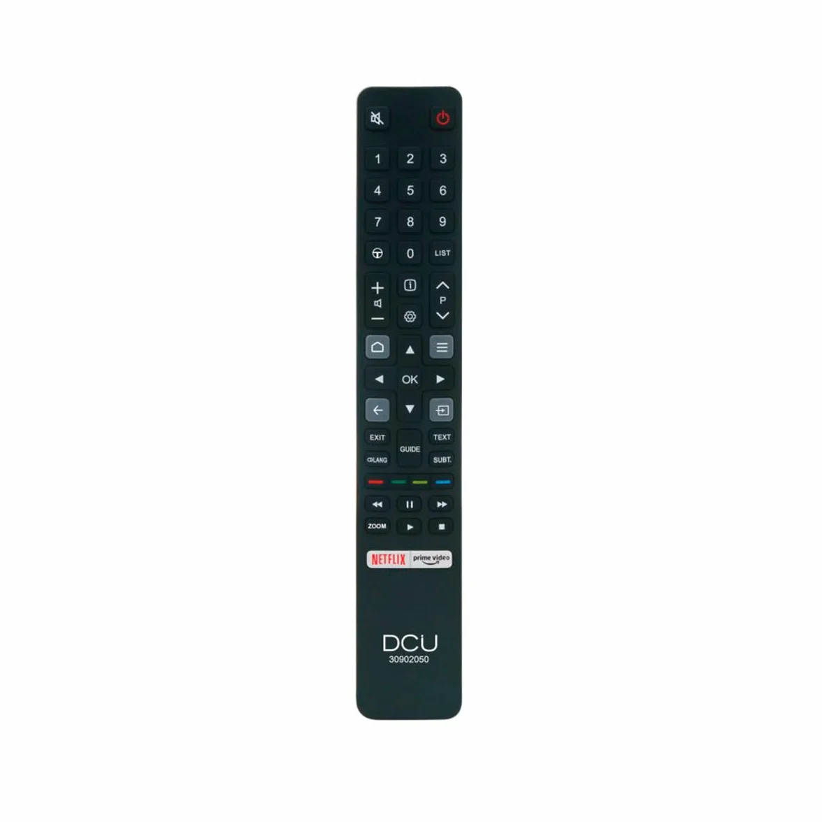 DCU Tecnologic | Pilot TV, Pilot do telewizorów TCL Zawiera przyciski do Netflix, Prime Video, kolor czarny