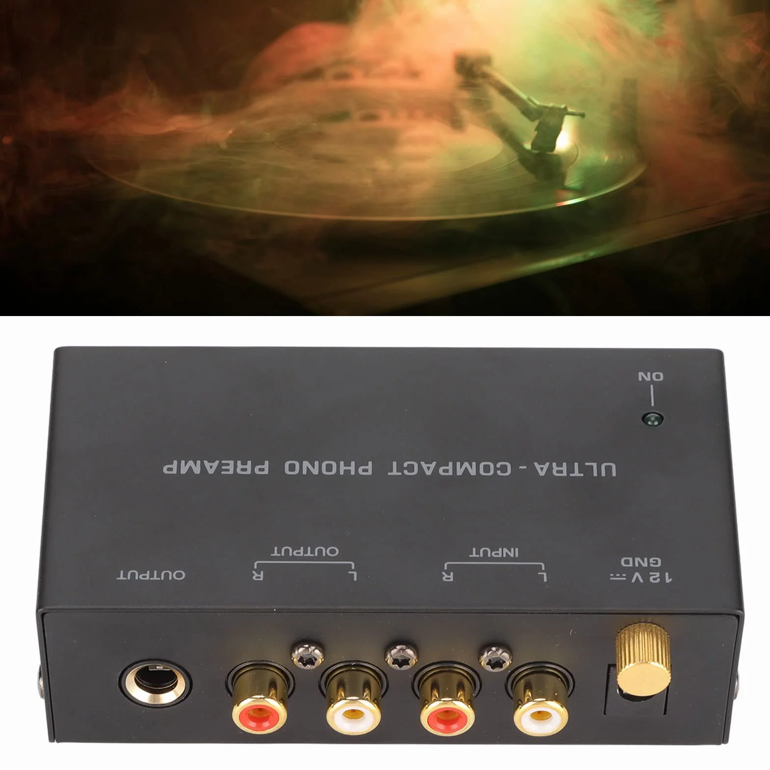 Przedwzmacniacz Gramofonowy Wejście Stereo Wyjście Gramofon Wzmacniacz z Niezależnym Sterowaniem Pokrętłem 100-240 V (Wtyczka UE)