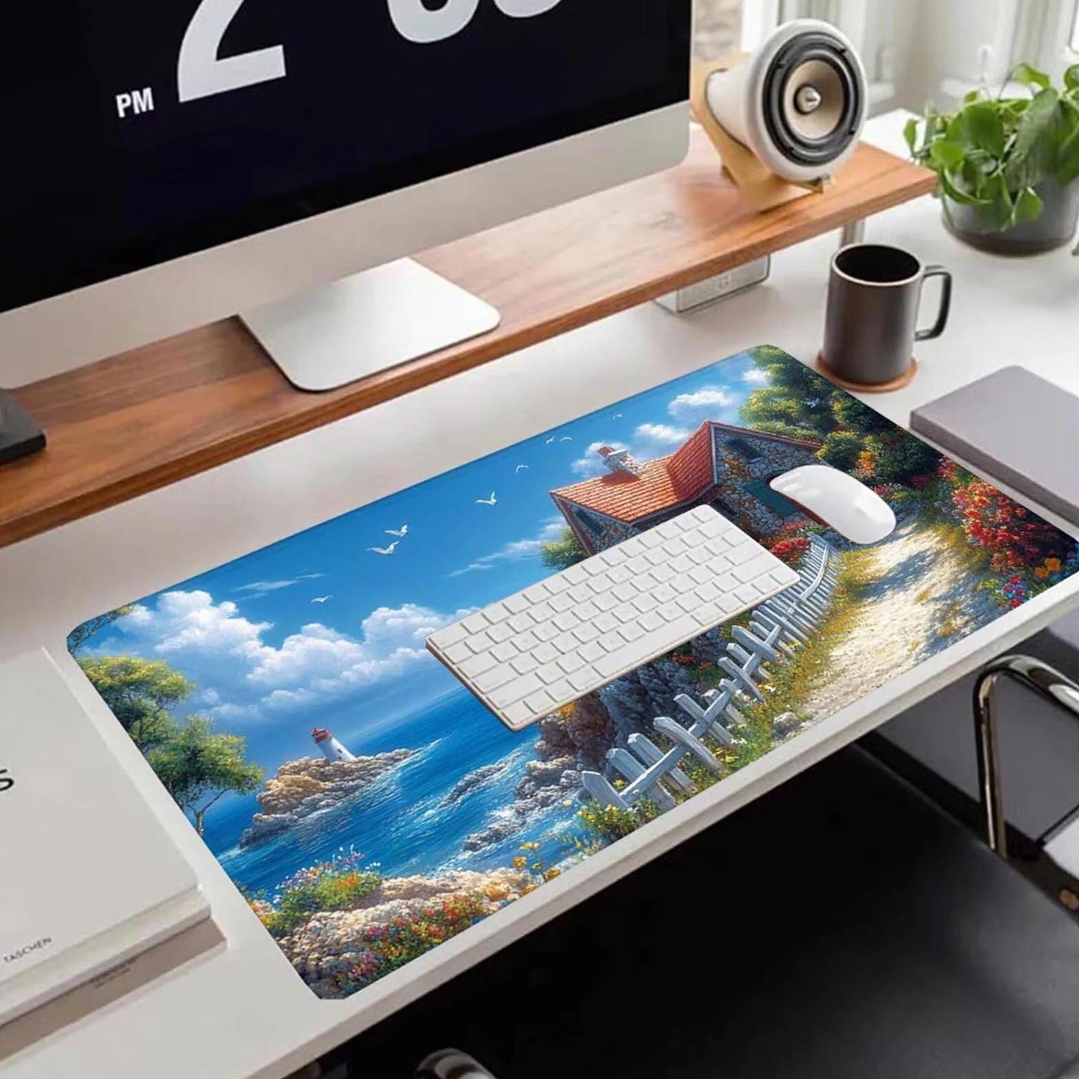 Gamingowa podkładka pod mysz 1200 x 600 x 3 mm, XXL, wodoszczelna, odporna na ścieranie, z przyszytymi krawędziami, niebieska, podkładka na biurko, poprawia prędkość i precyzję, do komputera, biura