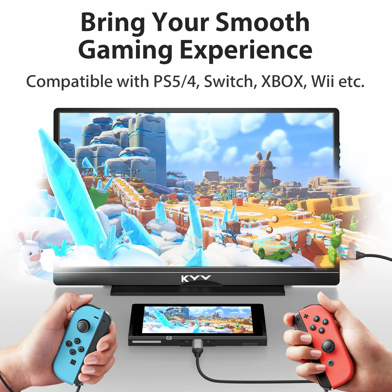 KYY 15,6-calowy przenośny monitor FHD 1080P USB-C HDMI do laptopa z inteligentną torbą i dwoma głośnikami, zewnętrzny ekran HDR do komputera, monitor do gier w podróży