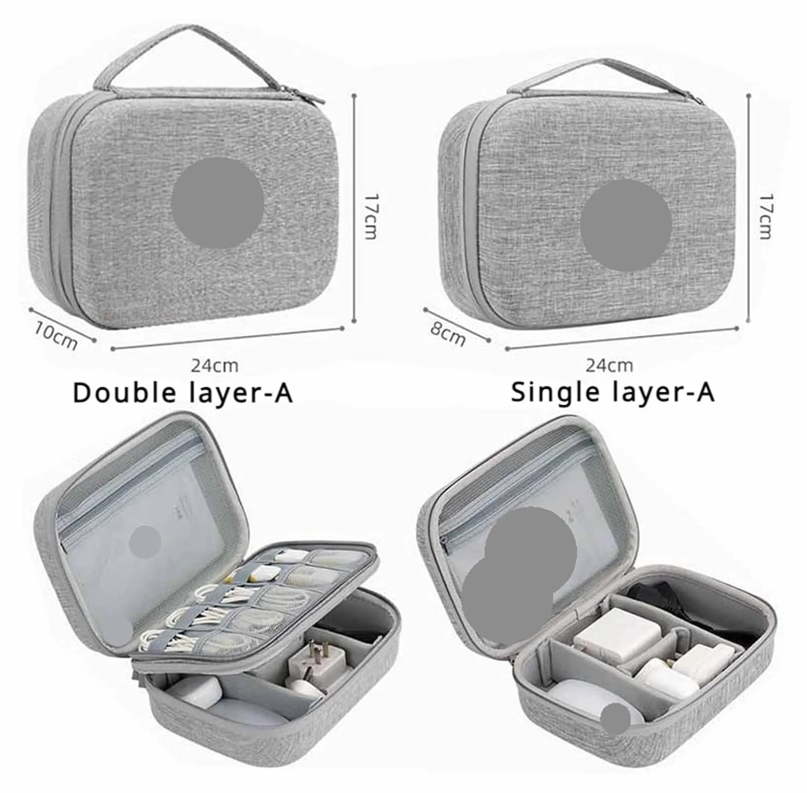 Torba na akcesoria elektroniczne, Etui na elektronikę Power Bank o dużej pojemności Cyfrowa torba podróżna paszport(Double Layer gray xl)