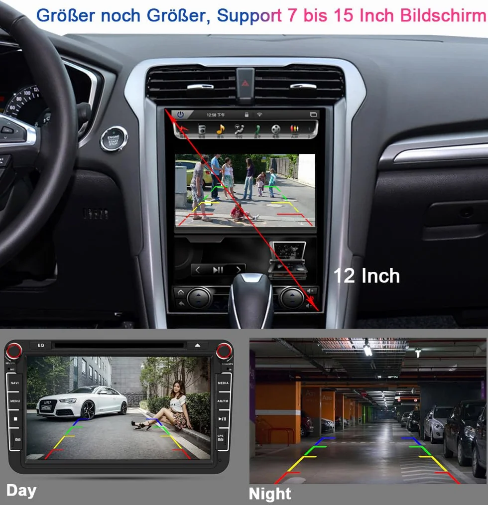 Światło hamowania samochodu, system cofania, światło hamowania, widoczność w nocy, kamera cofania z 8 diodami LED + 7 cali LCD lusterko wsteczne zamiennik do Mercedes Benz Vito W447 furgon Tourer V260