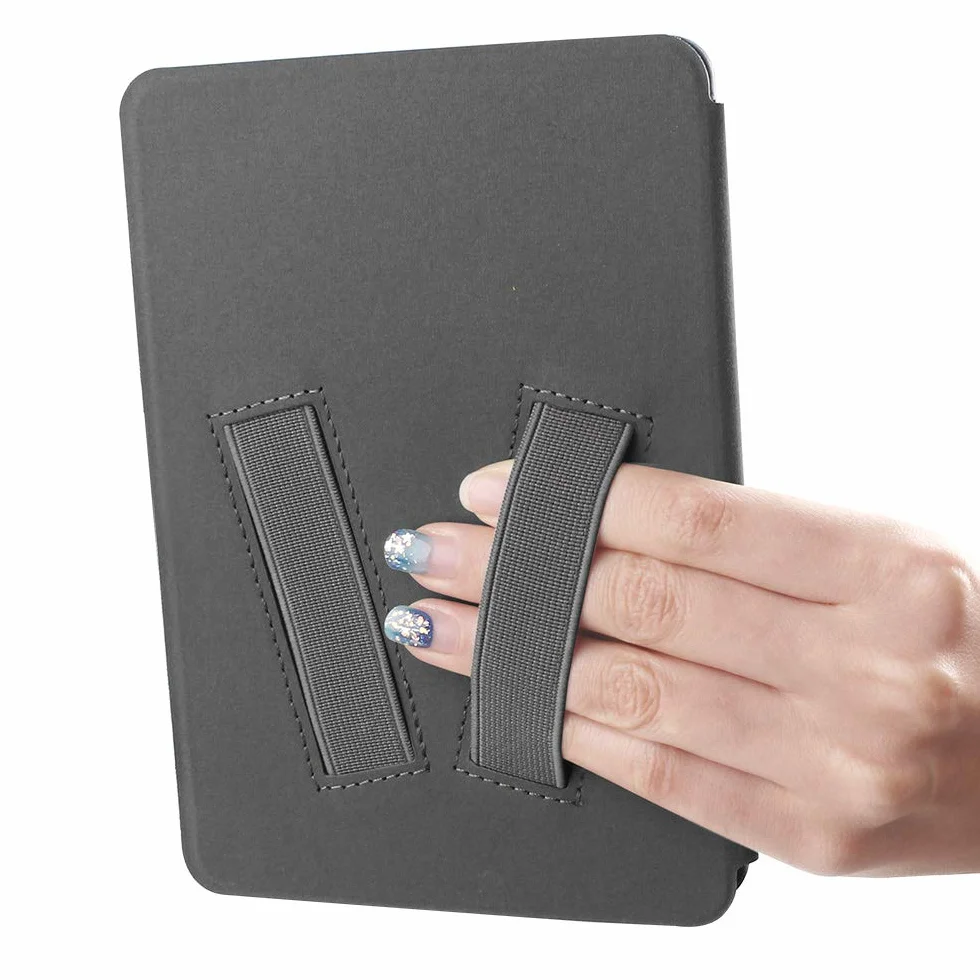 Etui Slimshell na 6-calowy Kindle Paperwhite (10. generacja-2018, model nr: PQ94WIF) z podwójnym paskiem na rękę - wysokiej jakości lekki pokrowiec ze skóry PU z automatycznym uśpieniem/budzeniem