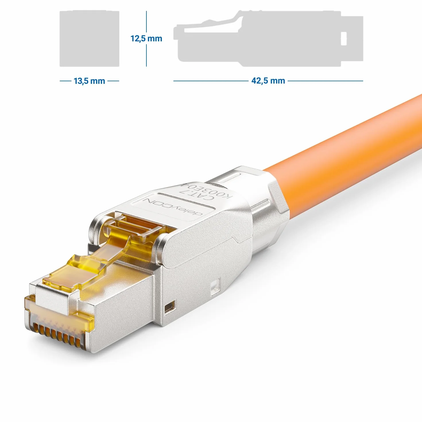 deleyCON CAT 7 Wtyczka Sieciowa Kątowa Ekranowana 10 Gbit/s 600 MHz RJ45