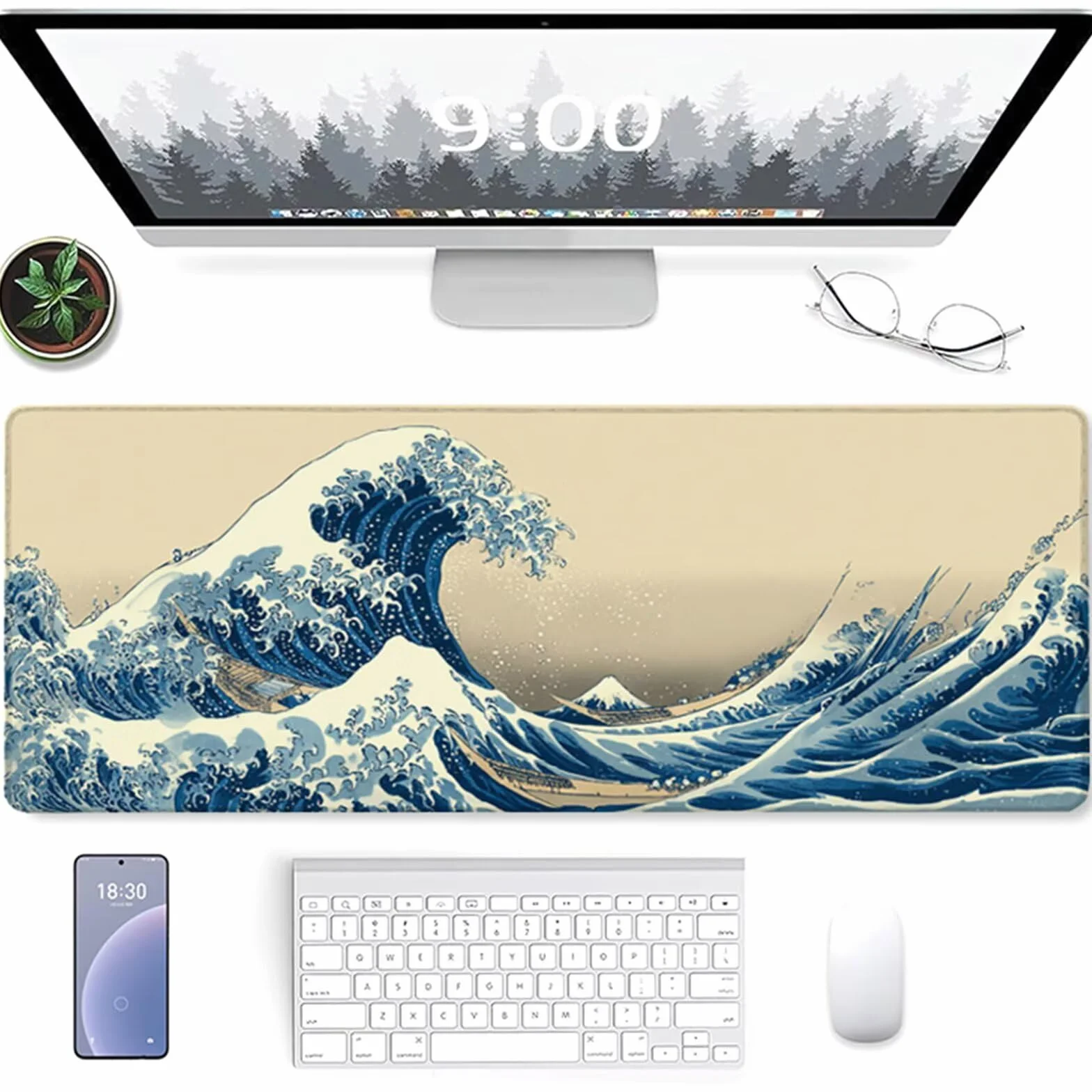 Japonia podkładka pod mysz do gier Fuji podkładka pod mysz XXL 1200 x 600 x 3 mm, podkładka na biurko z antypoślizgową gumową podstawą, akcesoria komputerowe, podkładka pod mysz z zszytymi krawędziami