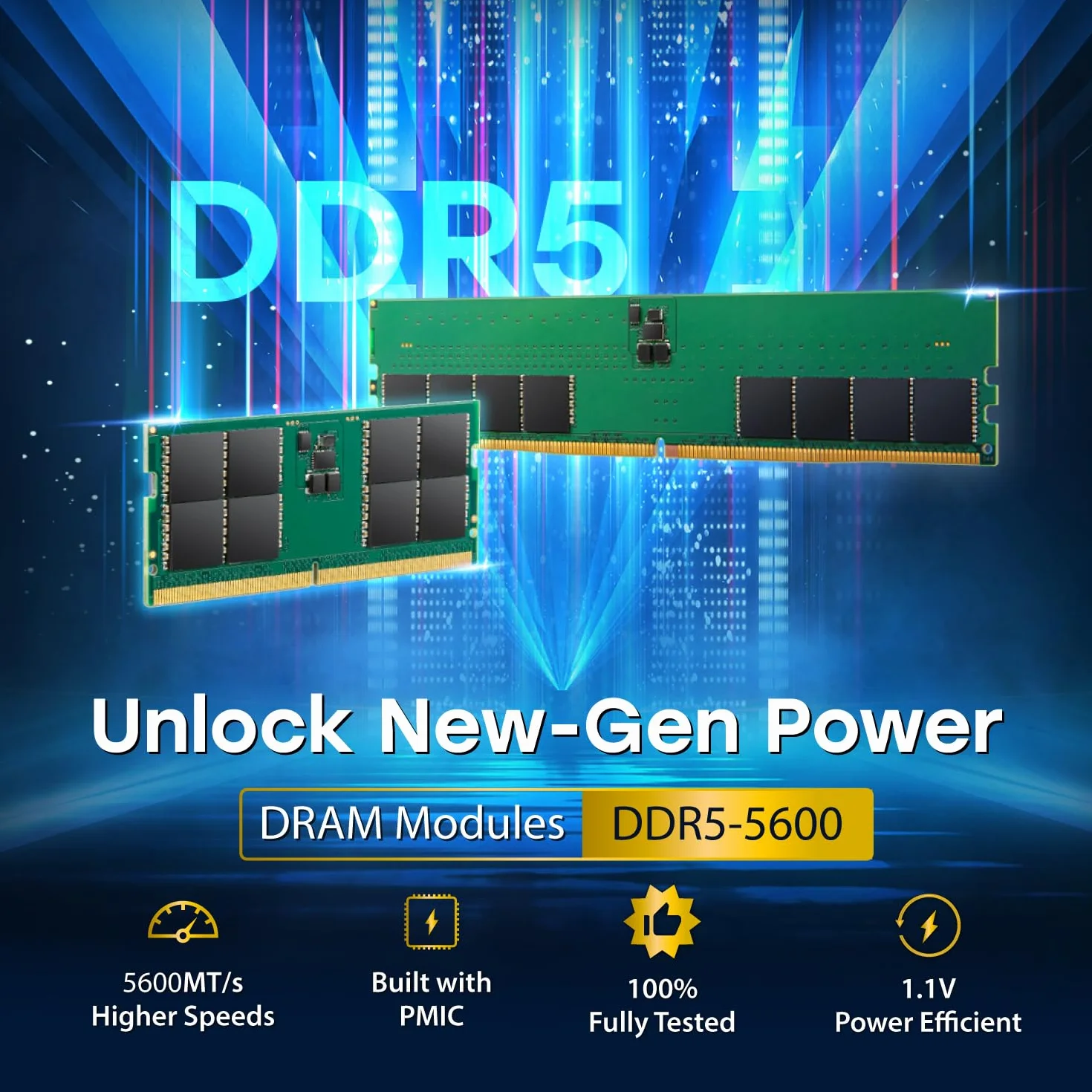 Transcend Moduł pamięci JetRam JM5600ASE DDR5 48 GB - 5600 MT/s, niskie napięcie 1,1 V, do stacji roboczych o wysokiej wydajności/gier -JM5600ASE-48G