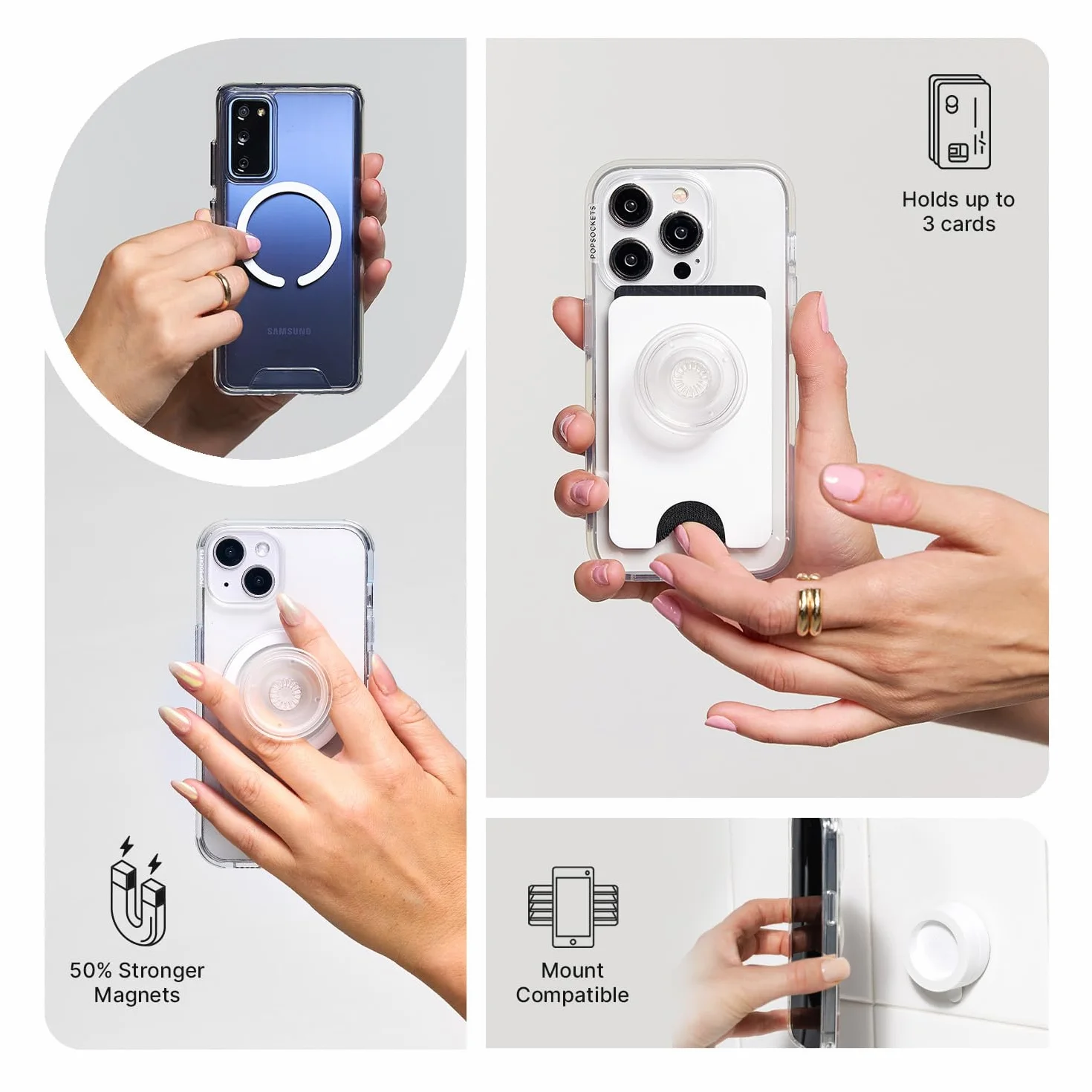 PopSockets: PopGrip Round dla MagSafe - Pierścień Adaptera do MagSafe w Zestawie - Rozkładany uchwyt i stojak do telefonów z wymiennymi krążkami PopTop - Fresh Pine