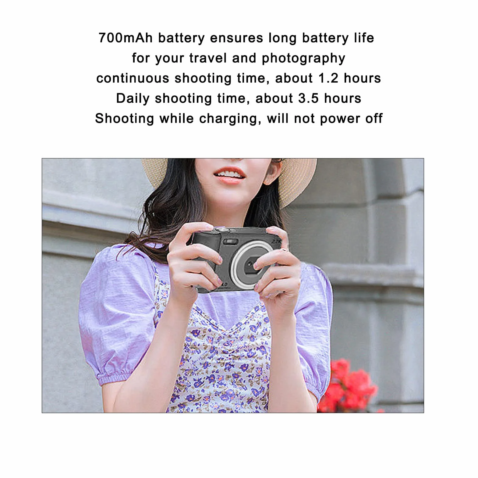 Cyfrowy aparat fotograficzny, 44-megapikselowy aparat, autofokus CCD MP3, obsługa baterii 700 mAh Nagrywanie wideo 2,7 K, odpowiedni dla nastolatków, dziewcząt, seniorów, początkujących