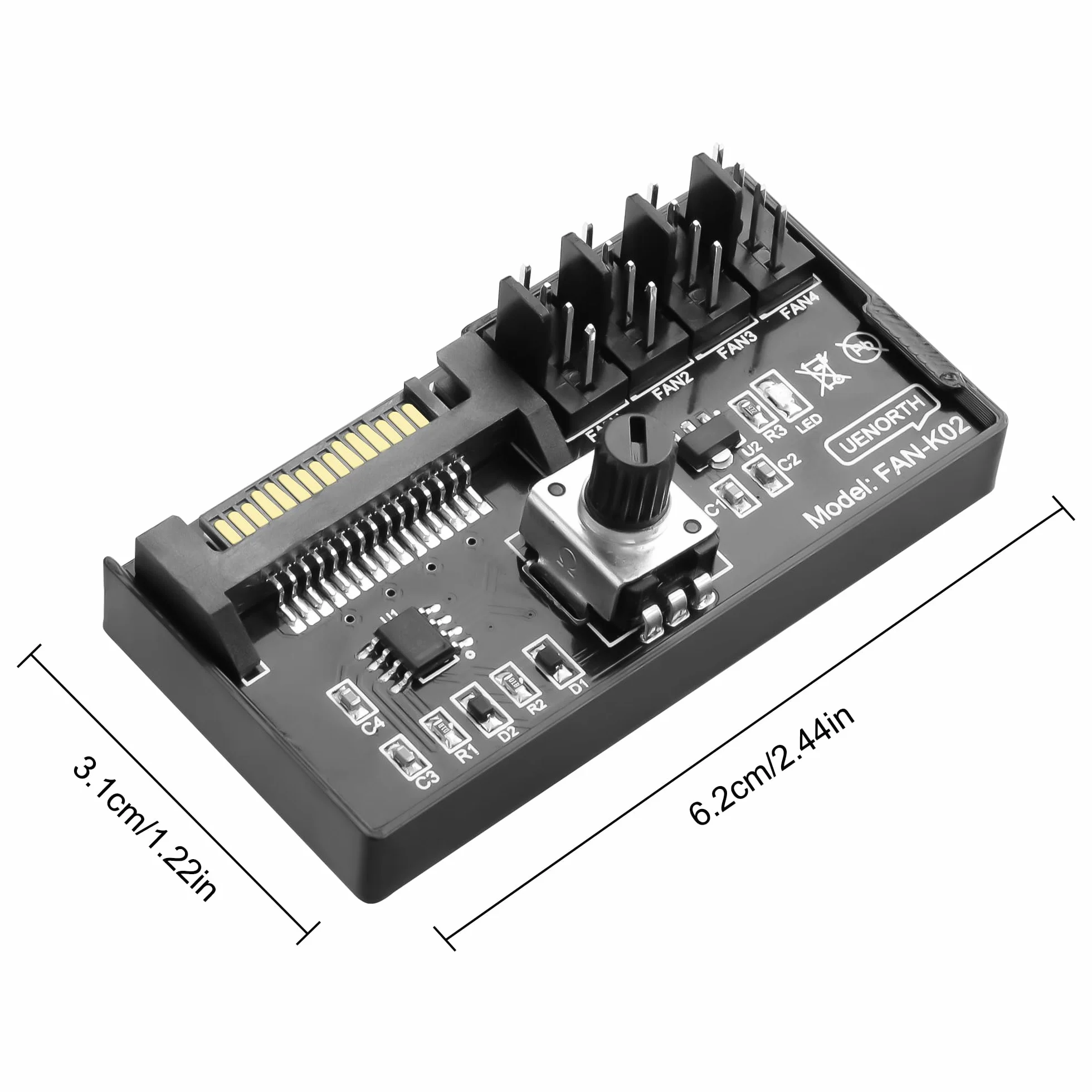Regulator prędkości wentylatora 12V 4-pin PWM PC, adapter SATA dla 4 wentylatorów