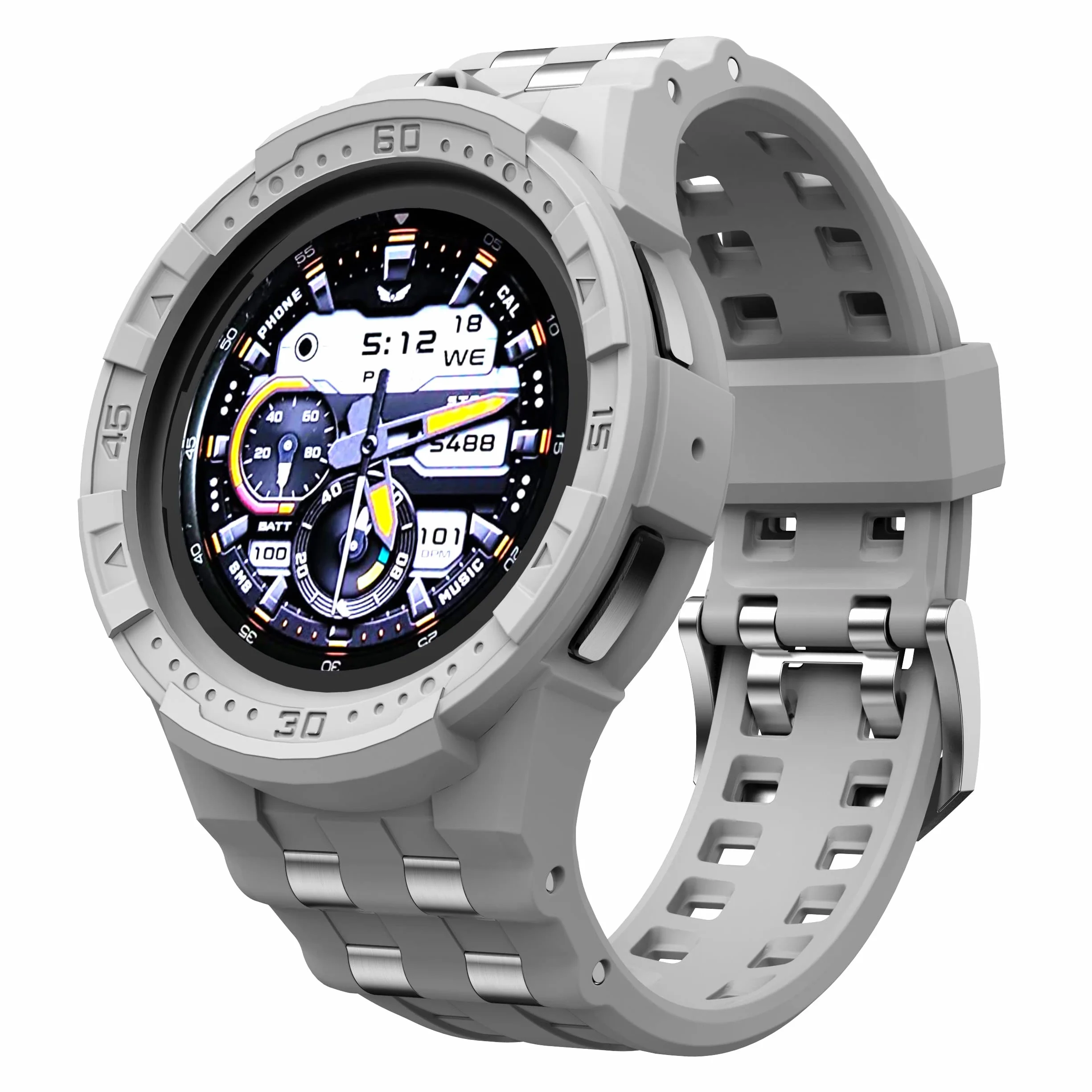 Etui kompatybilne z zegarkiem Samsung Galaxy Watch 5 Pro Band z etui do Galaxy 5 Pro 45 mm 2022, męskie, szare