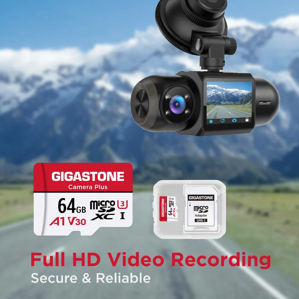 Gigastone karta micro SD 64 GB, 10 sztuk, aparat Plus, karta pamięci MicroSDXC do Wyze, kamery wideo, kamery bezpieczeństwa, smartfona, tabletu Fire, nagrywania wideo 4K, UHS-I U3 A1 V30, 95 MB/s, z adapterem