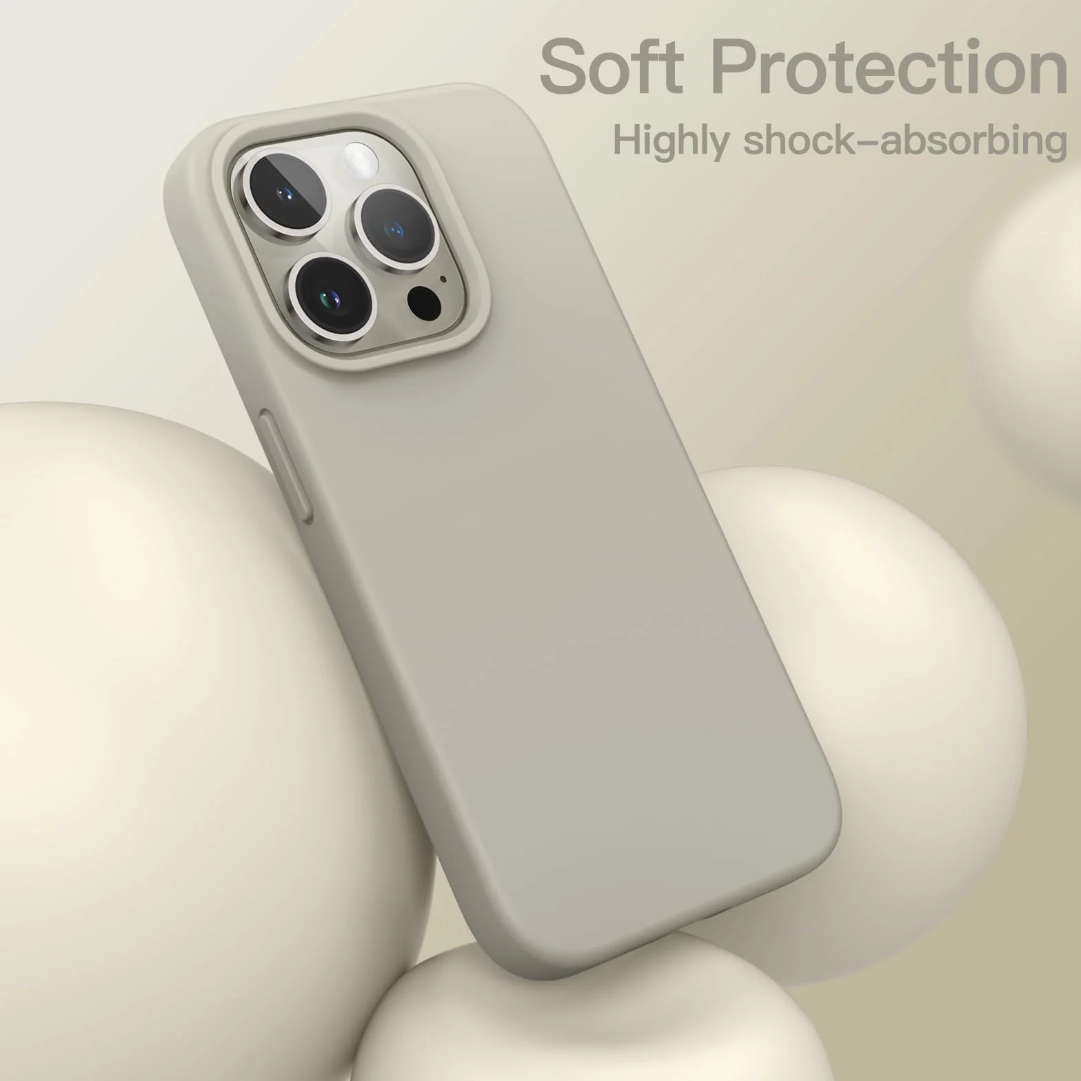 JETech Silikonowe Etui dla iPhone 15 Pro 6,1 Cala, Jedwabisty Miękki w Dotyku Futerał Ochronny na Całe Ciało, Odporny na Wstrząsy Case (Tytan Naturalny)