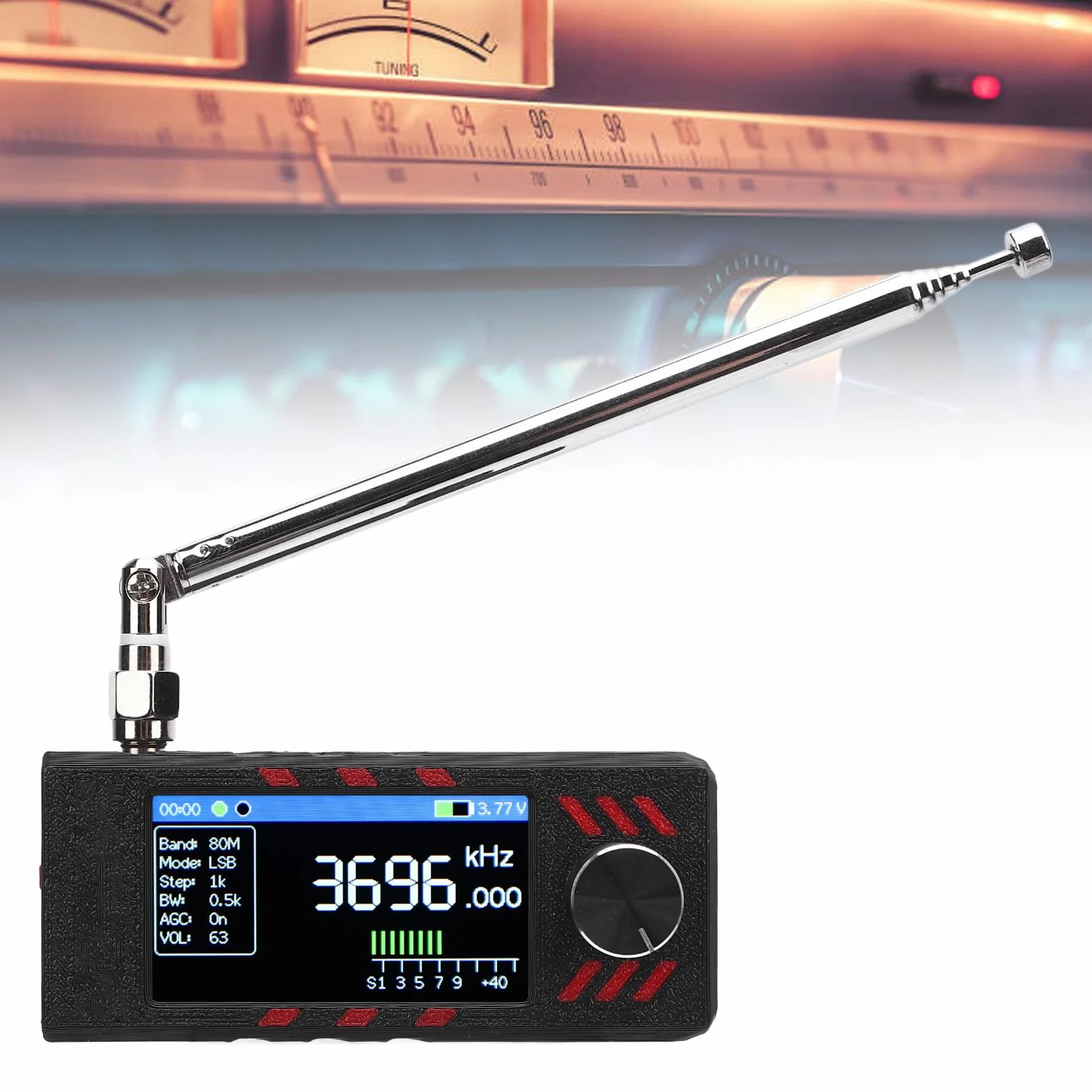 Luocute Mini Odbiornik Radiowy, Przenośne Radio Krótkofalowe z 1,9 -calowym Ekranem Kolorowym Pełny Odbiornik Pasma dla FM AM LSB USB z Naładowaniem Typu C Akumulator 800 MAh