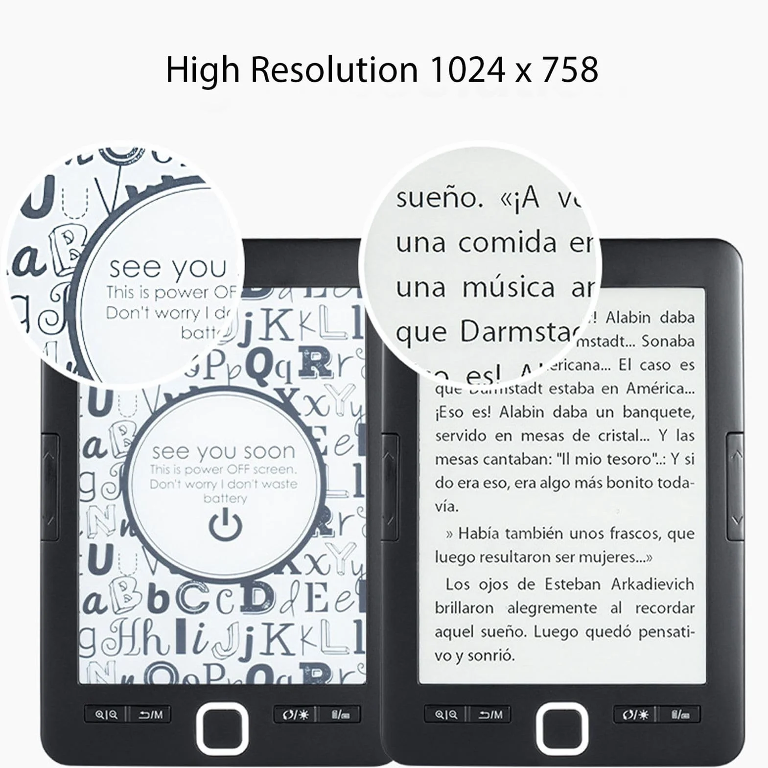 Czytnik E-booków 6, Przyjazny dla Oka Czytnik E-booków z Ekranem Dotykowym HD Technologia E-Ink, Wbudowana pamięć ROM 8 GB, Dodawanie Adnotacji Tekstowych