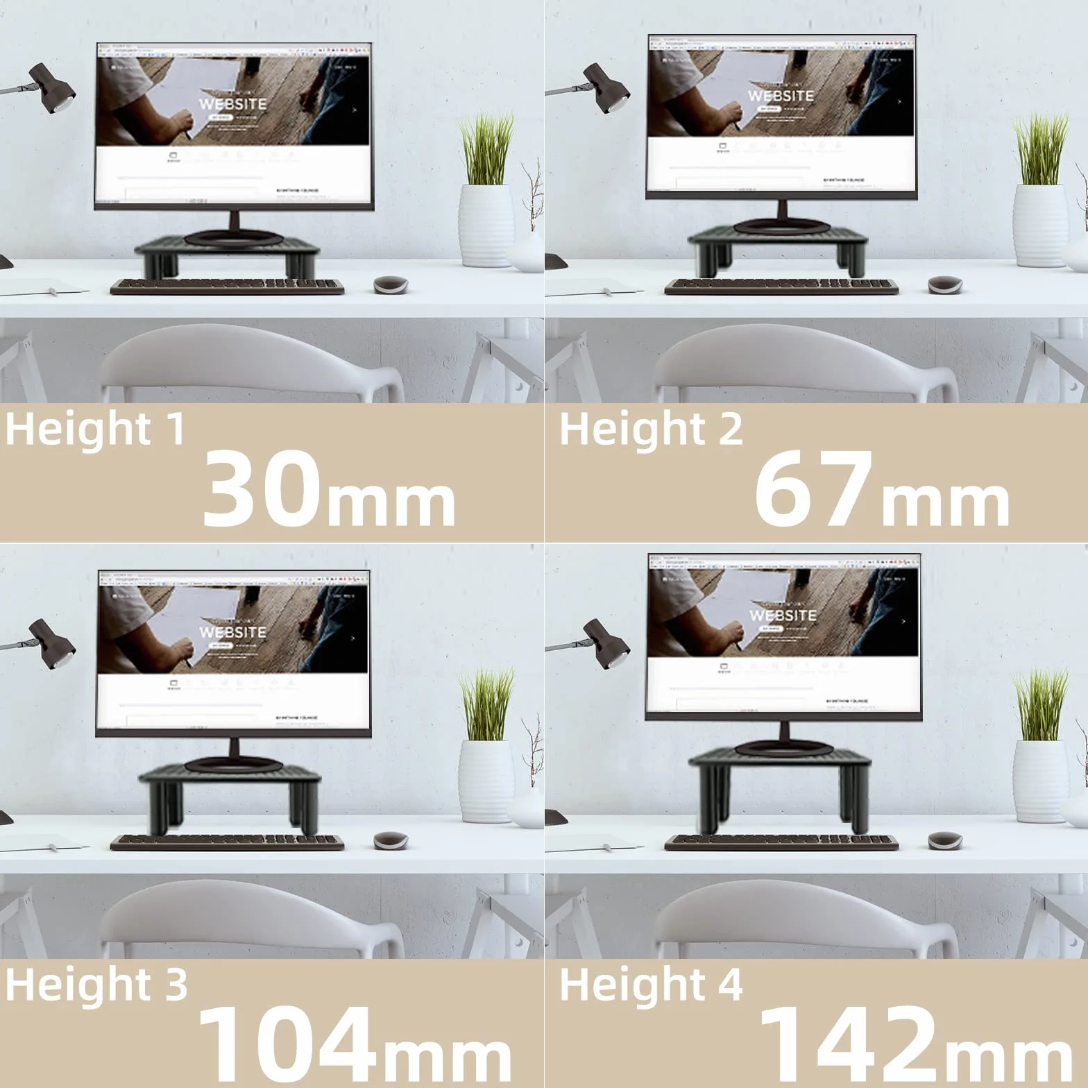 Pholiten Obsługa monitora, podniesionego na ekranie regulowanym 4 wysokości, obsługuje komputer/laptop, zapisz miejsce, monitor maksymalny 20 kg MST008