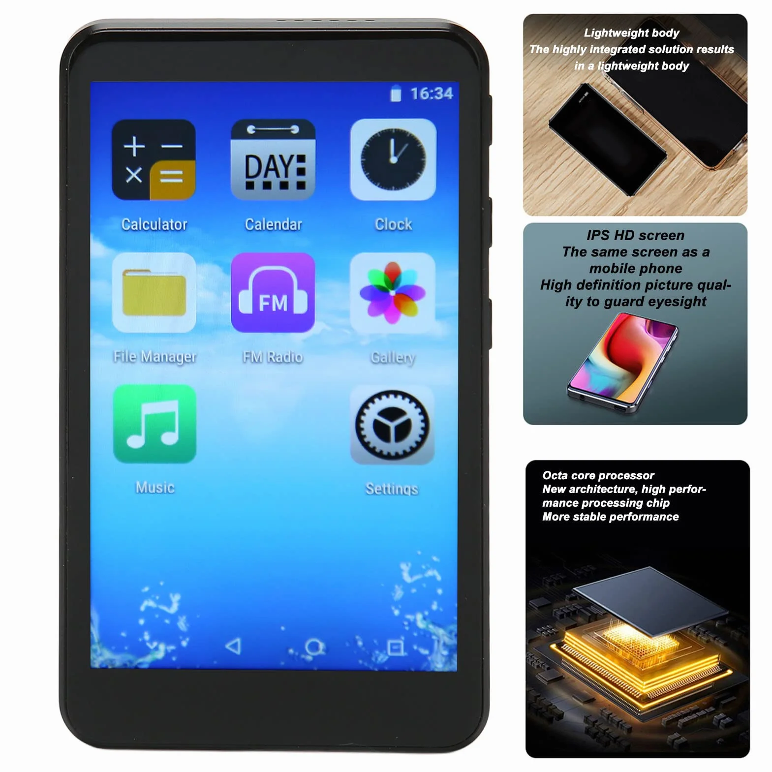 Odtwarzacz MP4, ekran dotykowy IPS, redukcja szumów, dyktafon Bluetooth z odtwarzaniem, bezstratny odtwarzacz muzyki Hifi z radiem E Book do pobrania aplikacji, dla studentów, dzieci, seniorów, 32 GB
