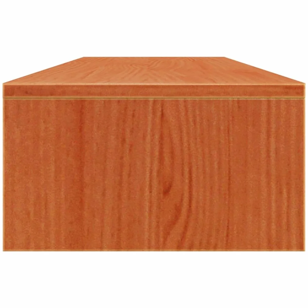 Stojak na monitor, woskowany brąz, lite drewno sosnowe, 100 x 27 x 15 cm, ergonomiczne podwyższenie do stołu komputerowego i podstawki pod komputer, miejsce do odkładania do biura, domowego