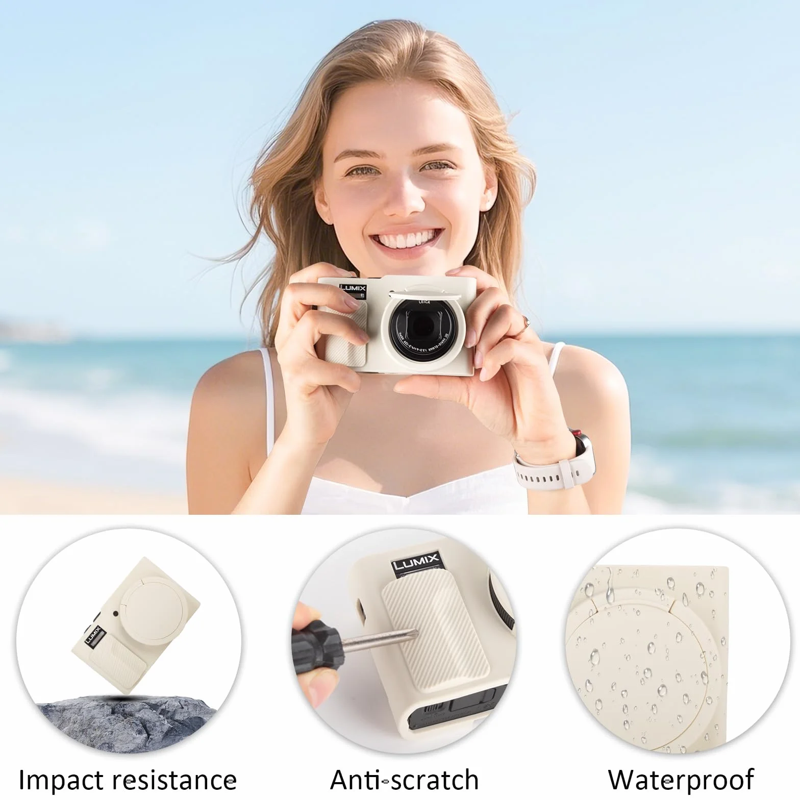 MUZIRI KINOKOO Silikonowe etui kompatybilne z aparatem cyfrowym Panasonic Lumix DC-ZS99 - miękka guma DC-ZS99 pokrowiec ochronny ze zdejmowaną osłoną obiektywu - antypoślizgowe i odporne na