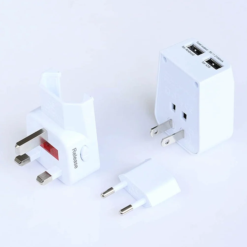 Uniwersalny adapter podróży, Ultra Compact Bezpieczna uziemiona idealna do telefonów komórkowych, laptopów, ładowarek aparatu, z 2 Usb.