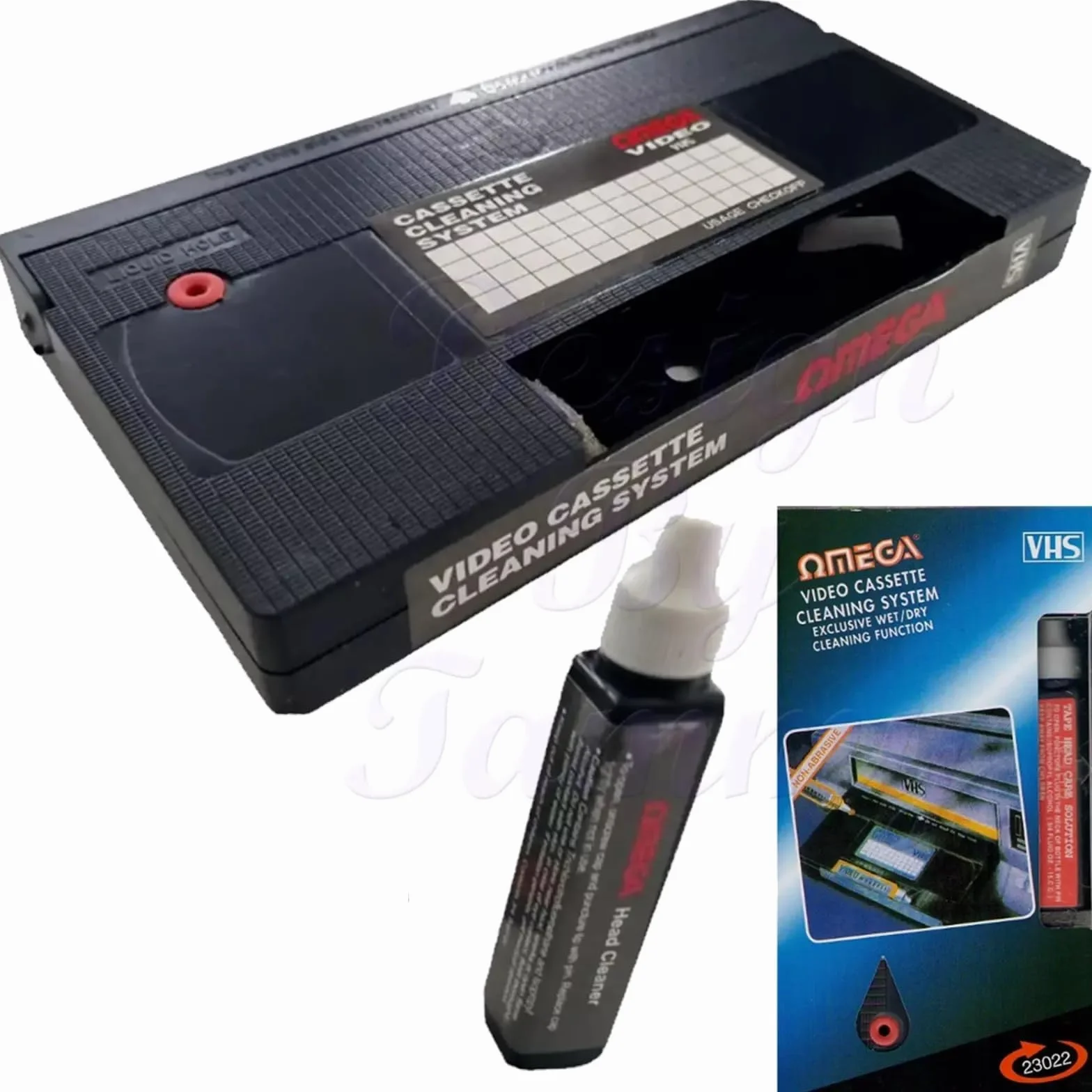 Omega 23022 magnetofon kasetowy VHS czyszczenia głowicy na mokro i na sucho