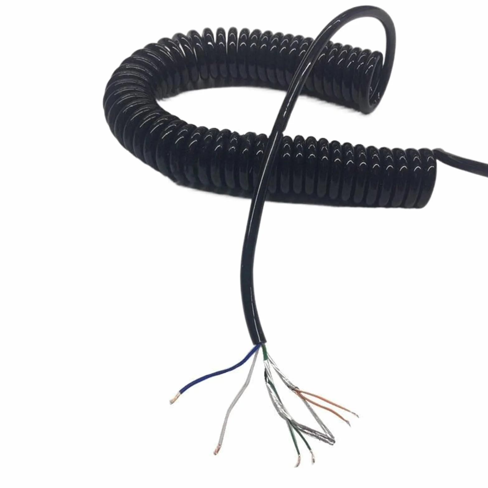 Przedłużacz zwinięty 6-żyłowy kabel spiralny Ekranowana skrętka sieciowa Sprężyna 20AWG Elastyczny teleskopowy przewód zasilający(Stretch 13 meter)