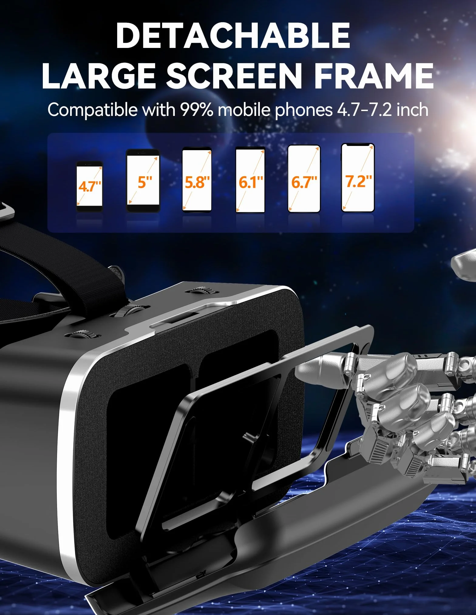 TECKNET Okulary VR do telefonów komórkowych, okulary 3D Virtual Reality z HD 110° FOV, ochrona przed niebieskim światłem i regulowanymi biegami, wygodne szkło VR do iPhone'ów, smartfonów Samsung i