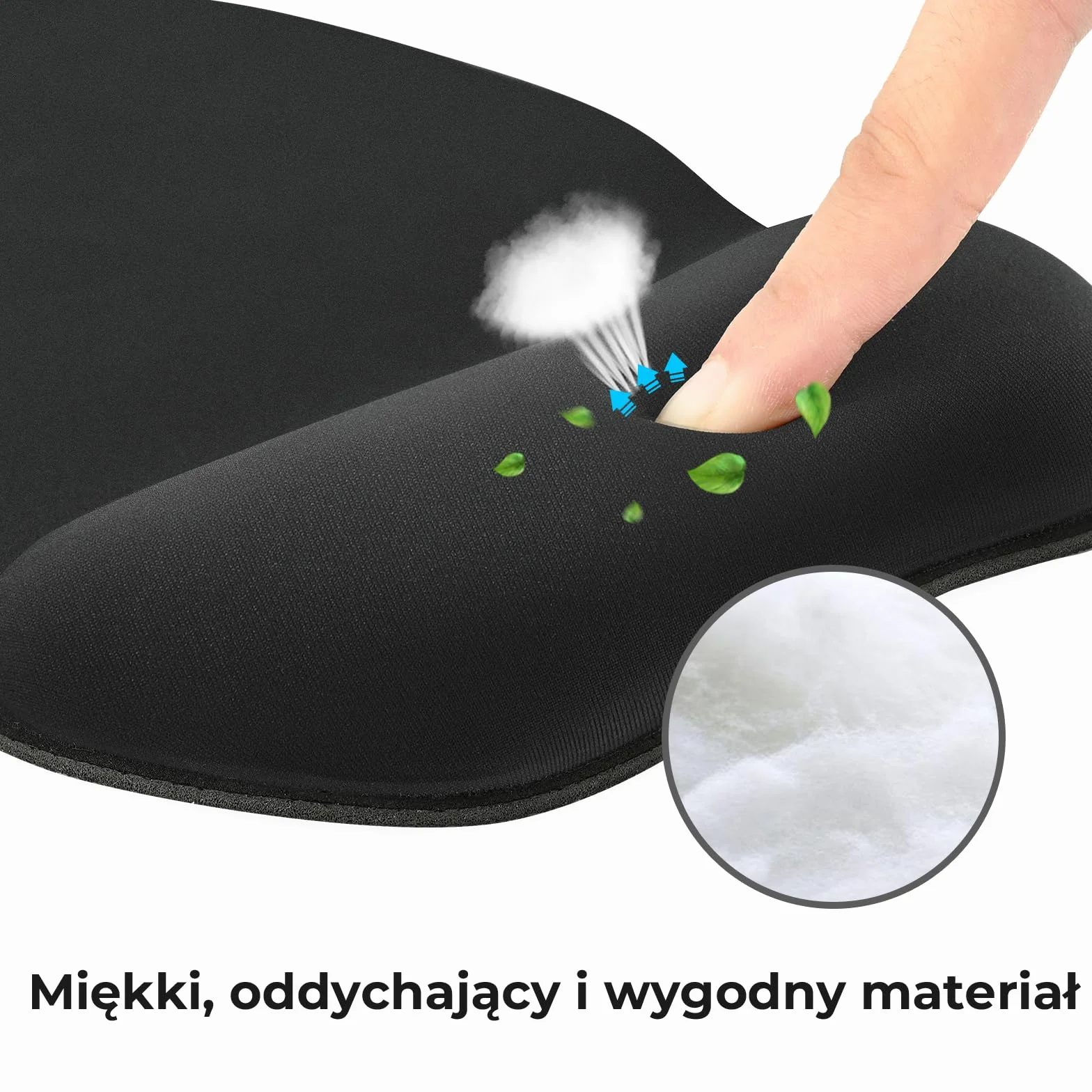 EooCoo Podkladka Pod Mysz na Nadgarstek, Podkładka Pod Myszkę z Poduszką, Ergonomiczna Mouse Pad, Ultracienka i Odporna na Ścieranie, Akcesoria Biurowe i Podróżne na Biurko do PC i Laptopa, Czarna