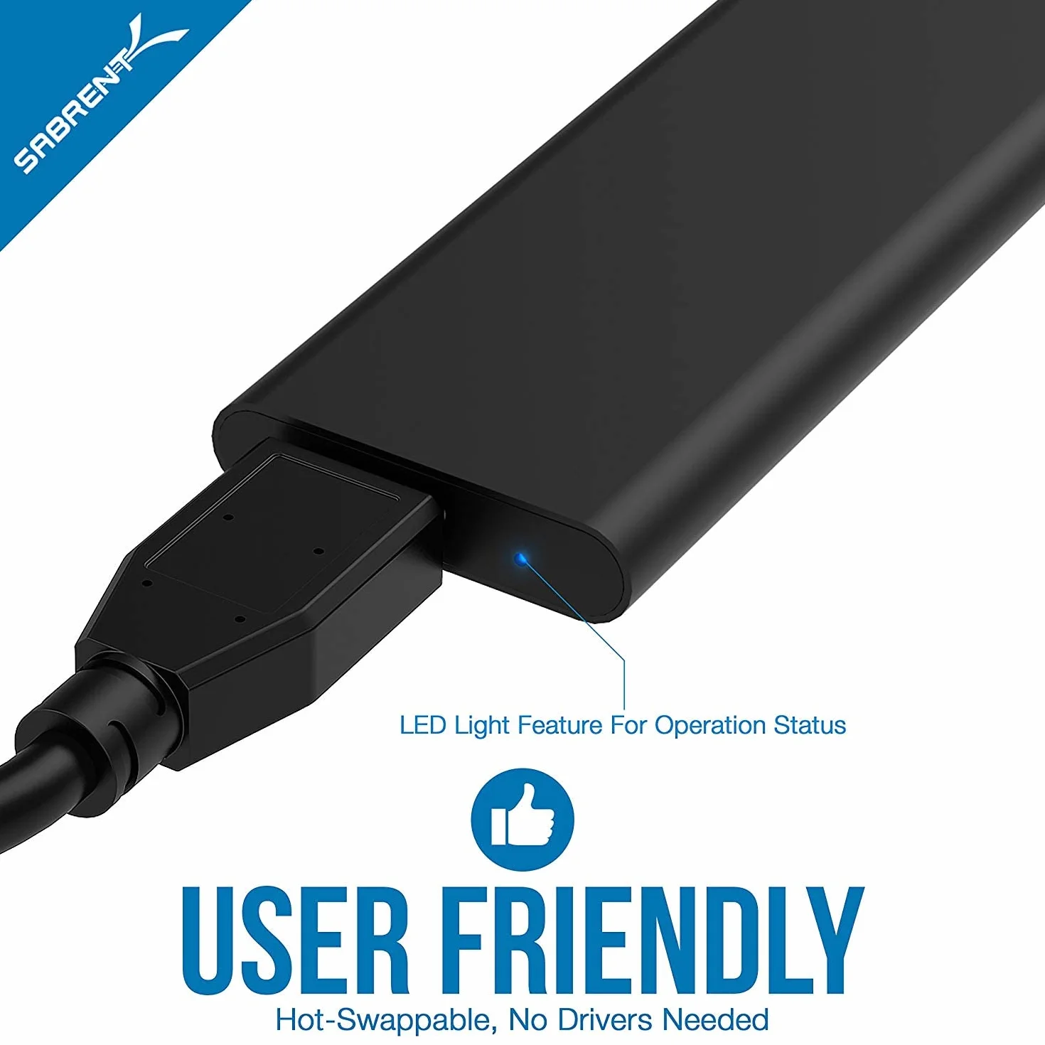 SABRENT Obudowa M.2 SSD na adapter USB 3.2, szybki transfer danych, zewnętrzny konwerter dysku twardego M.2 NGFF, aluminium premium, obsługuje klucz B+M (tylko dla M.2-SATA-SSD) (EC-M2MC)