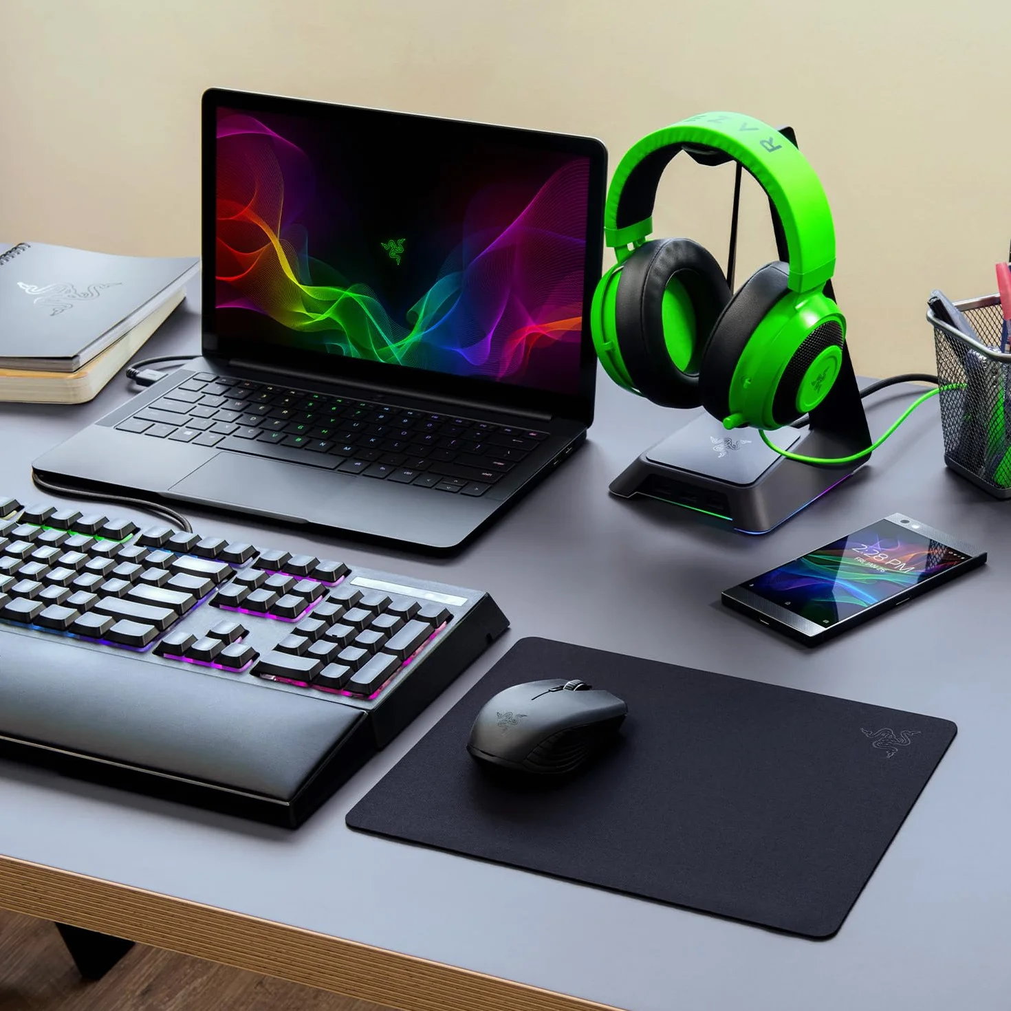 Razer Goliathus Stealth - podkładka pod mysz do gier (mikroteksturowany splot, ultracienka grubość 1,5 mm, przenośna podkładka pod mysz do gier, antypoślizgowa czarna tkanina) Czarny