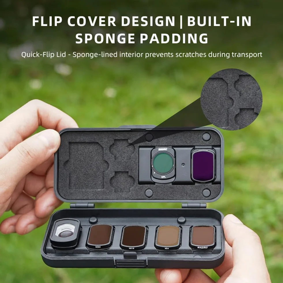 Przenośny magnetyczny etui do przechowywania na obiektywy DJI Osmo Pocket 4/3, etui na filtry obiektywu aparatu, organizer akcesoriów do aparatu, etui podróżne może pomieścić 7 kieszeni, 3