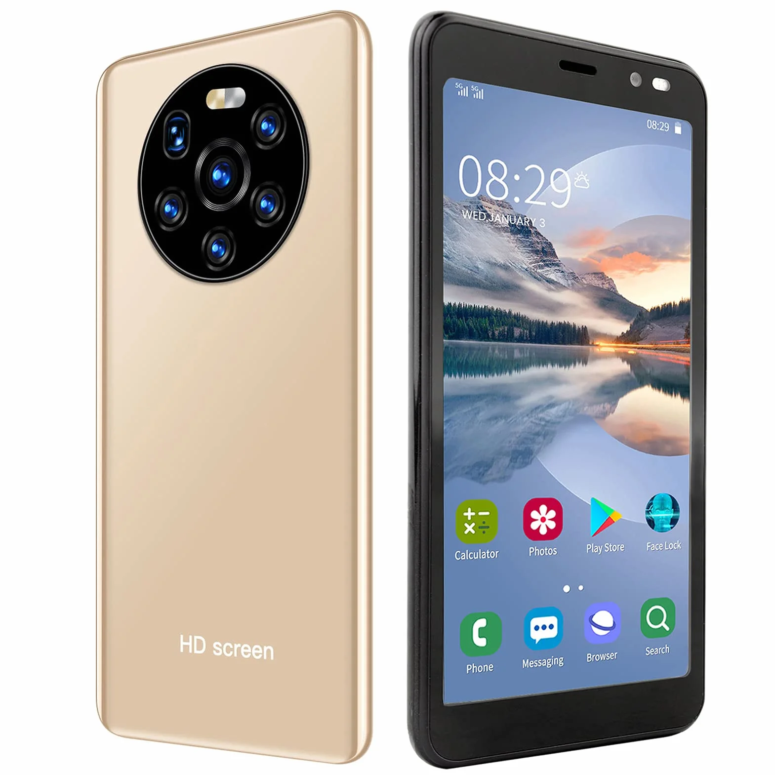 Telefon Komórkowy, Trwały Telefon Z Ekranem HD Mate40 Pro 5,45 Cala, Podwójna Karta, Podwójny Tryb Gotowości, 512 MB, 4 GB(Złoto)