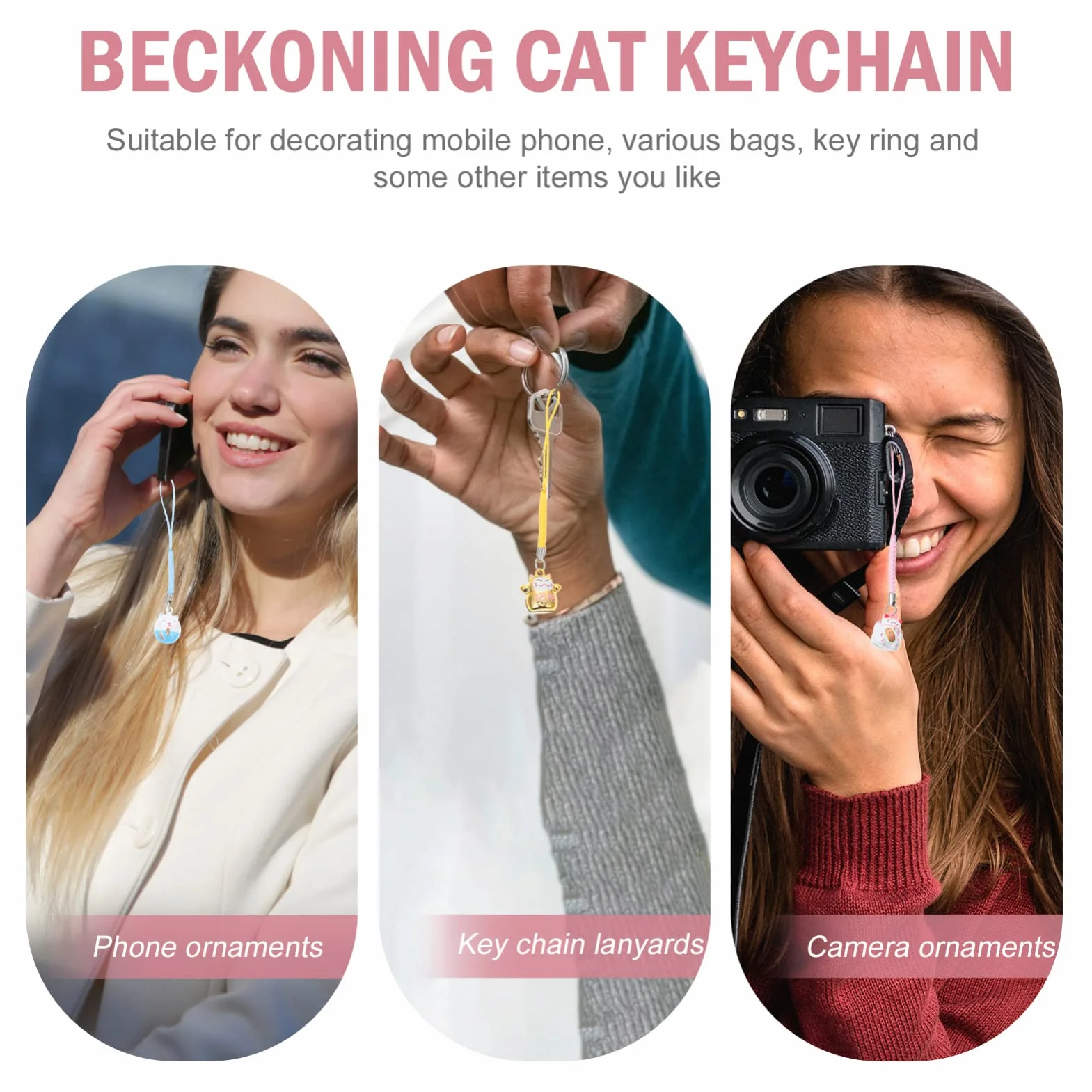 TOYANDONA Japoński Maneki Neko zawieszka na telefon komórkowy z kotem szczęścia, miedziana mrukający kot, dzwoneczek, biżuteria na telefon komórkowy, do samodzielnego wykonania breloczka, do samochodu