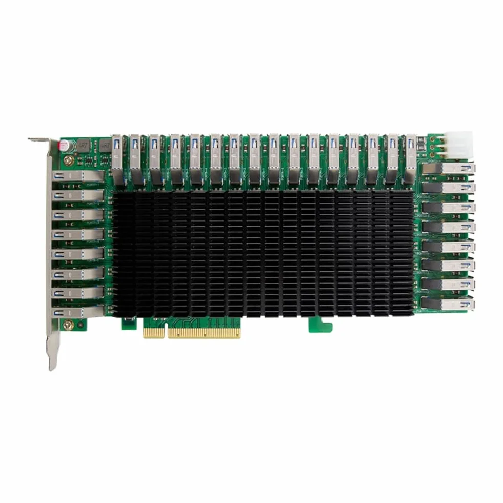 ST6101 karta adaptera USB 3.0 PCIe 5 Gb/s 8CH 32 porty PCIe2.1 X8 6Pin 160GT/S do komputerów stacjonarnych
